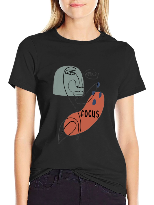 Abstract Focus Graphic Black T-Shirt