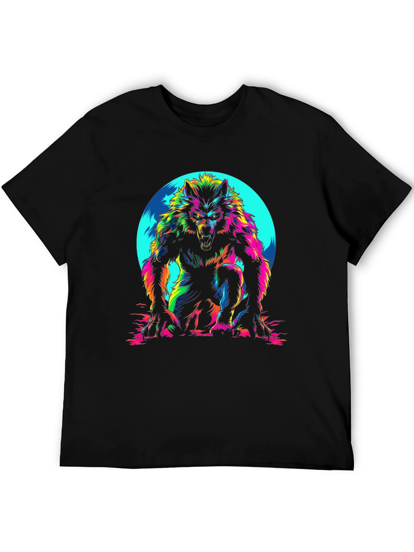 Colorful Werewolf Graphic T-Shirt