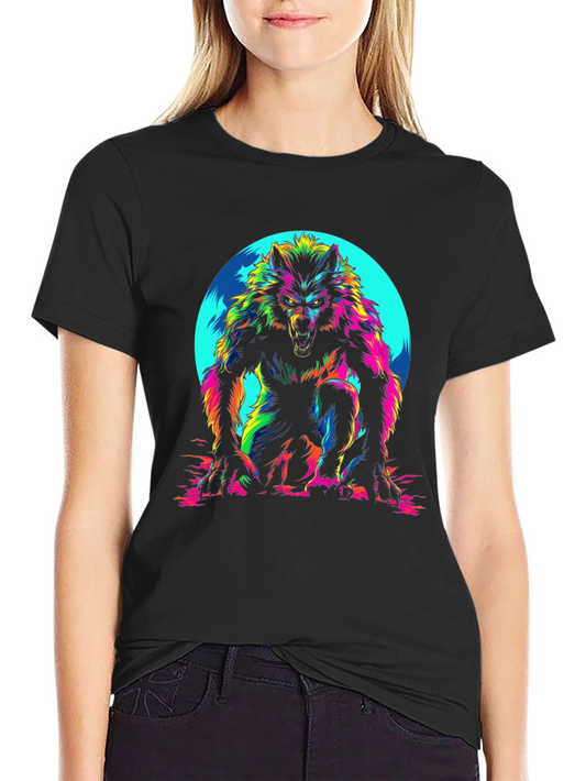 Colorful Werewolf Graphic T-Shirt