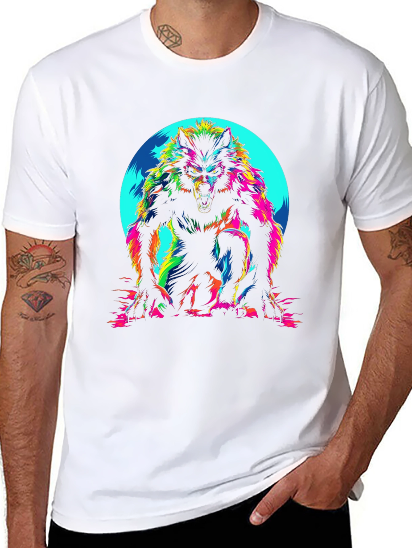 Colorful Werewolf Graphic T-Shirt