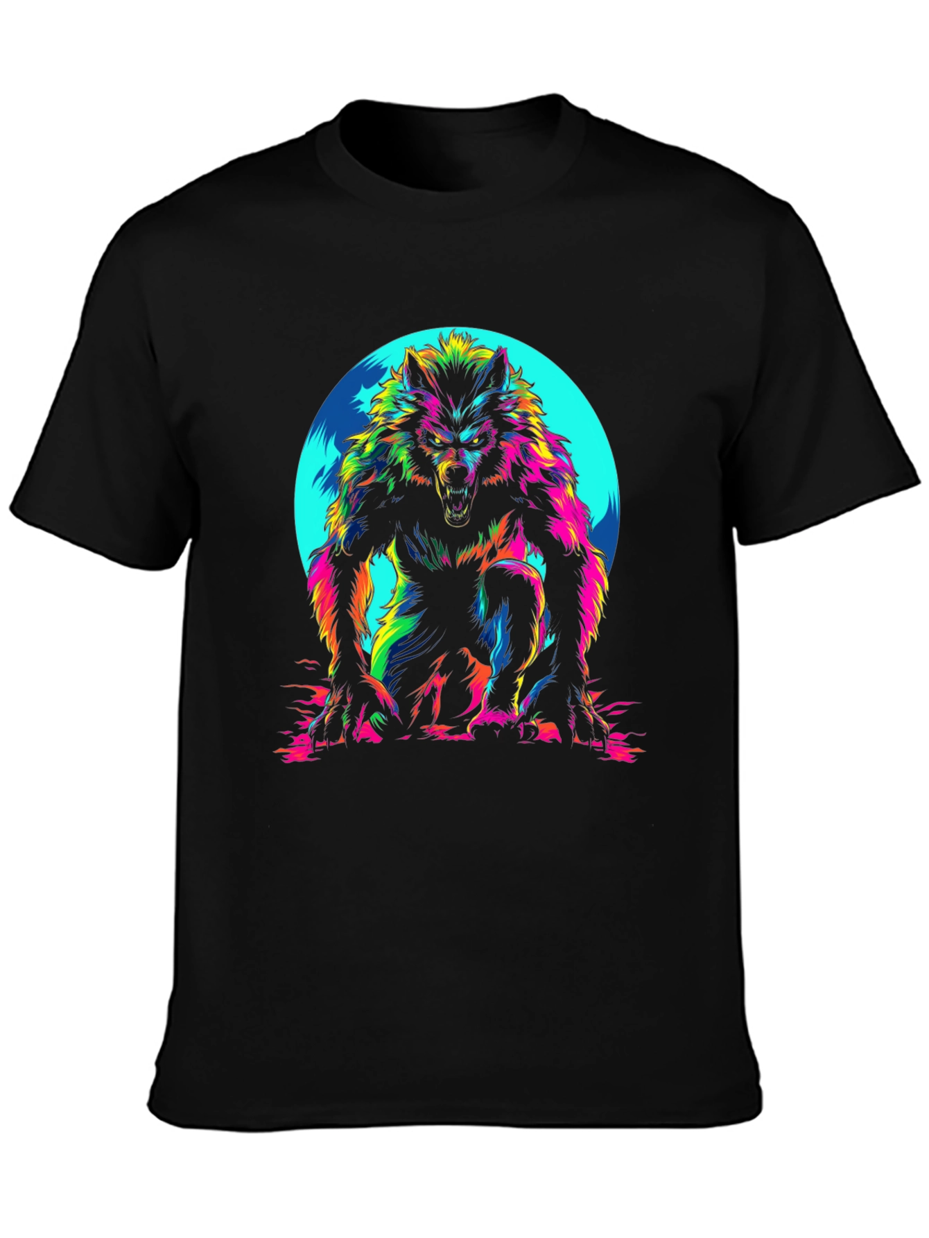 Colorful Werewolf Graphic T-Shirt
