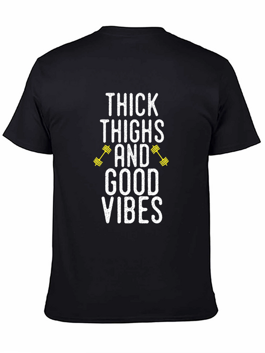 Thick Thighs and Good Vibes Black T-Shirt