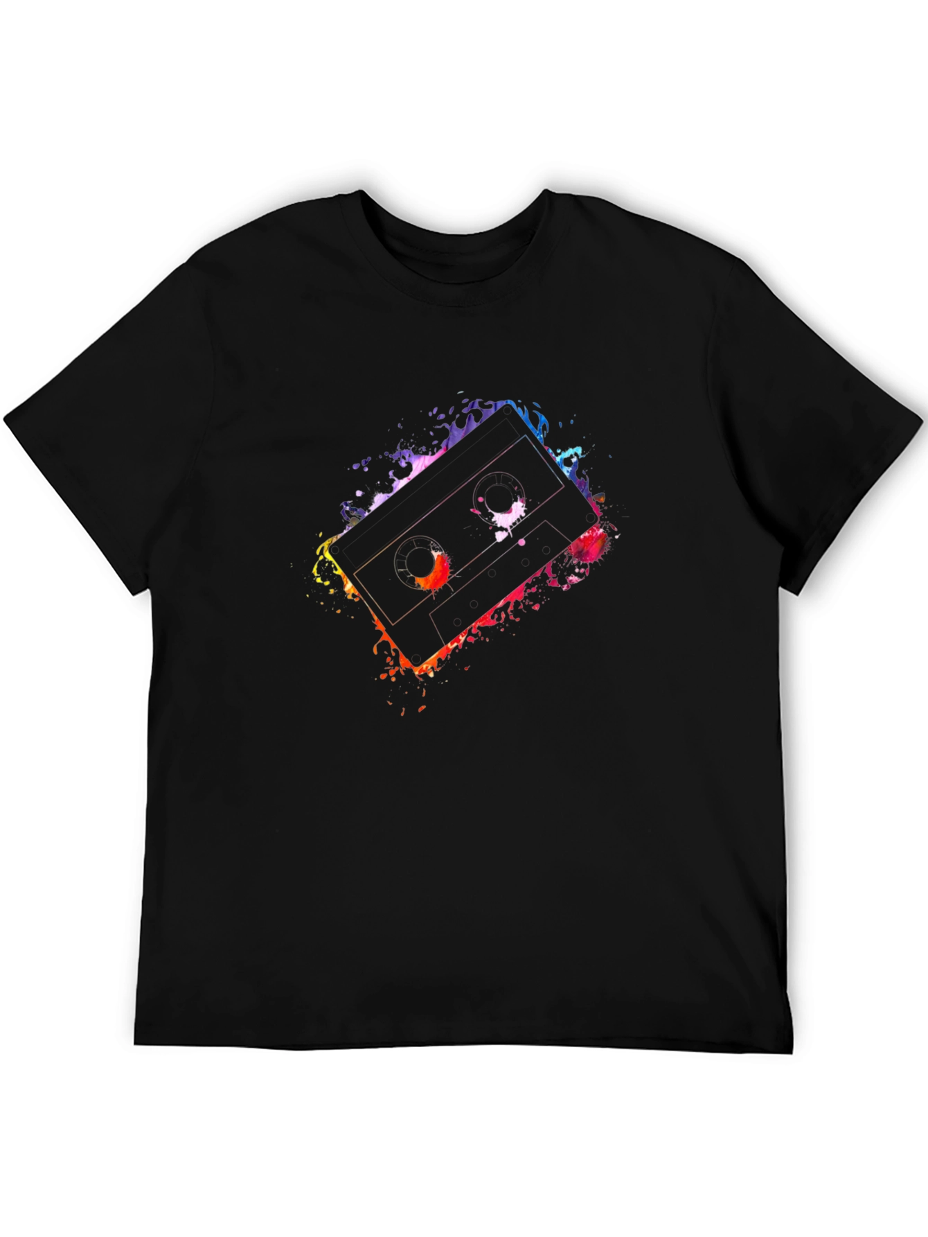 Retro Cassette Tape Graphic Tee - Black T-Shirt