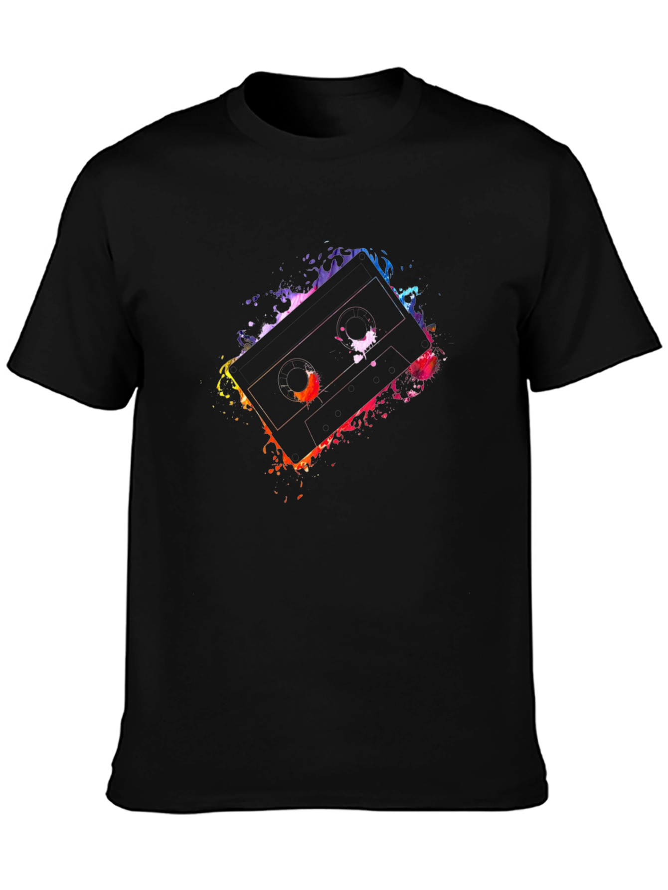 Retro Cassette Tape Graphic Tee - Black T-Shirt
