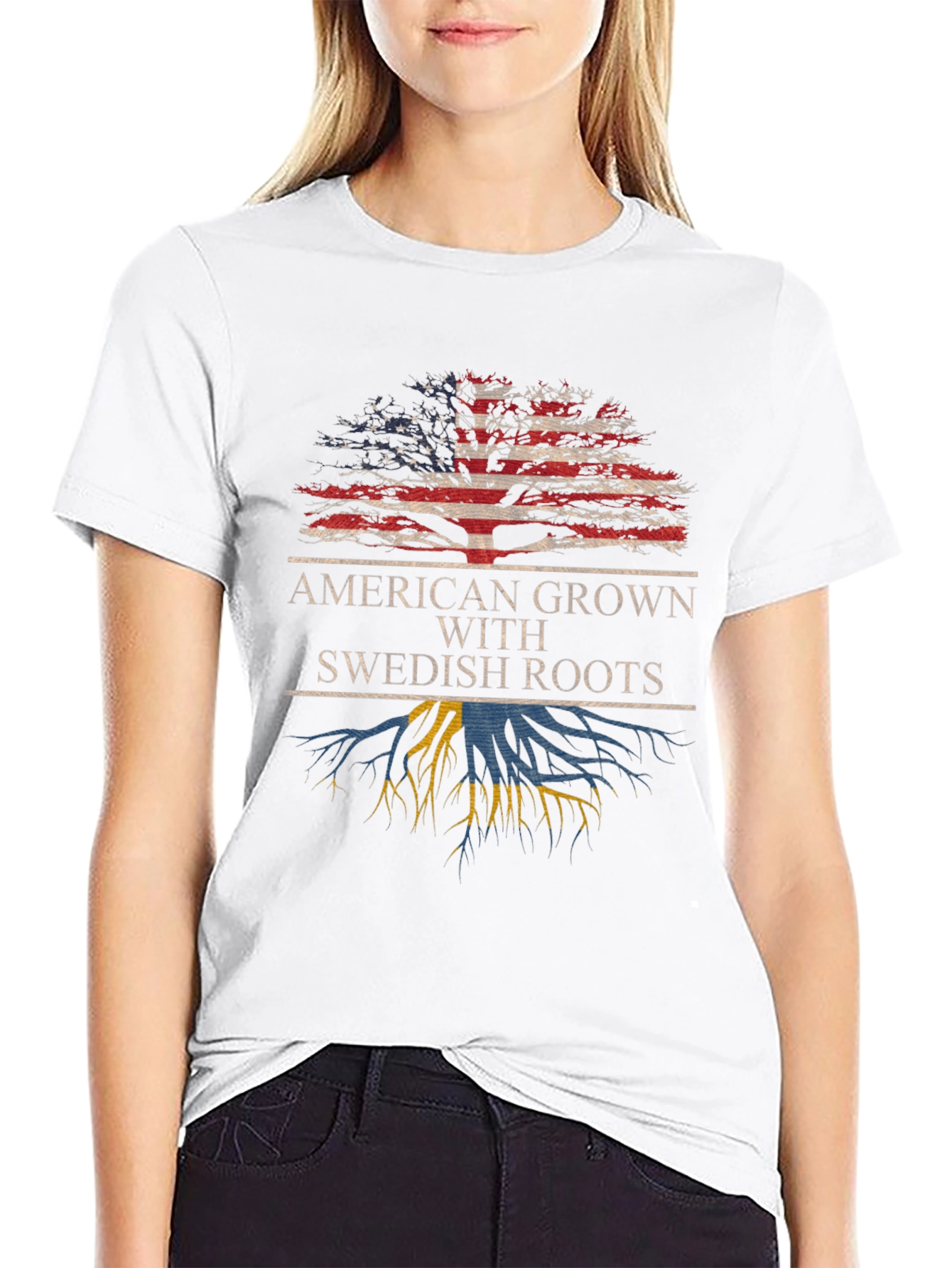 American Grown with Swedish Roots Graphic T-Shirt
