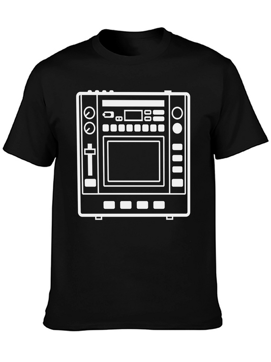 Black Tee with White Music Mixer Graphic