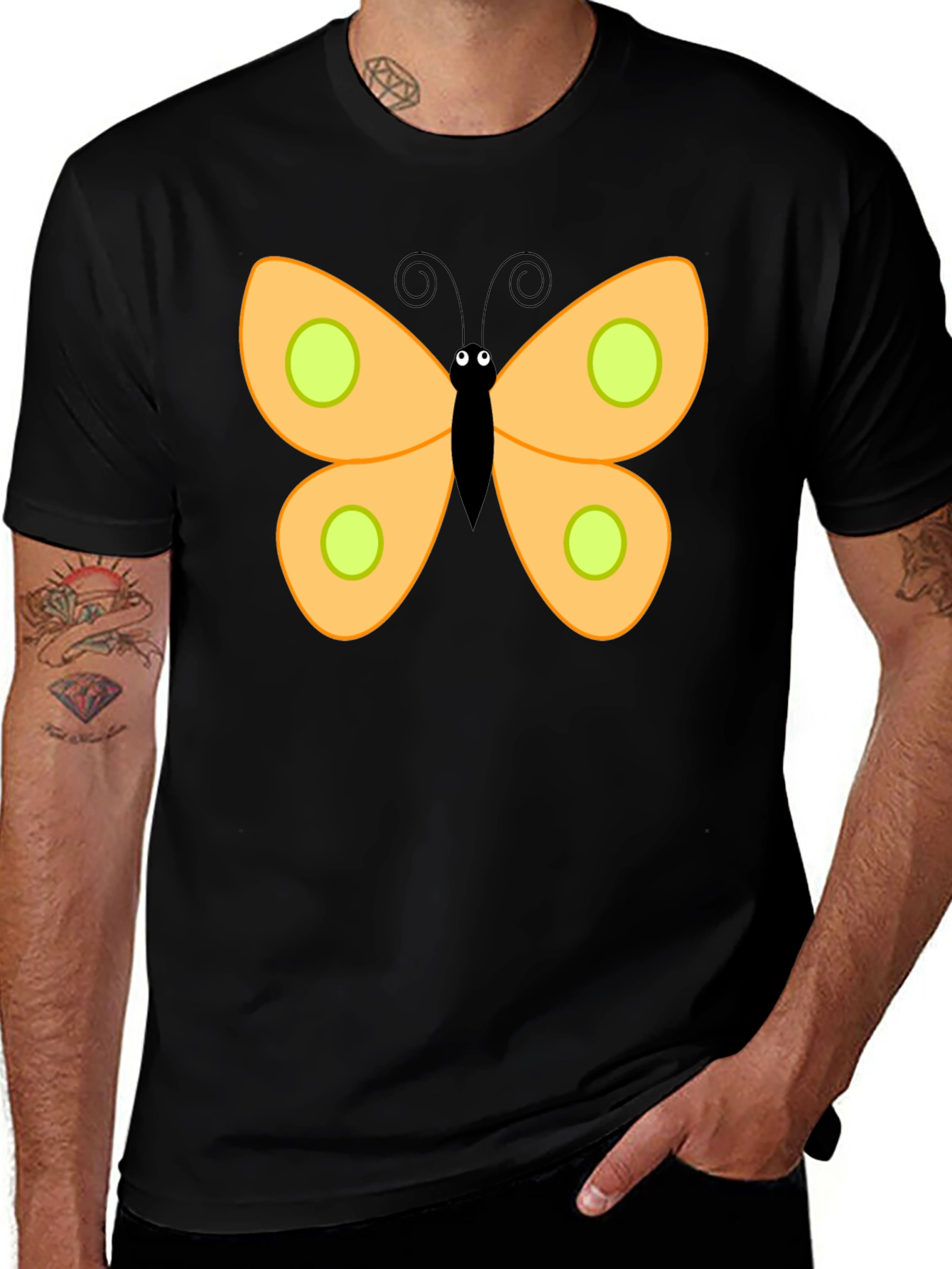 Butterfly Graphic Print Black T-Shirt