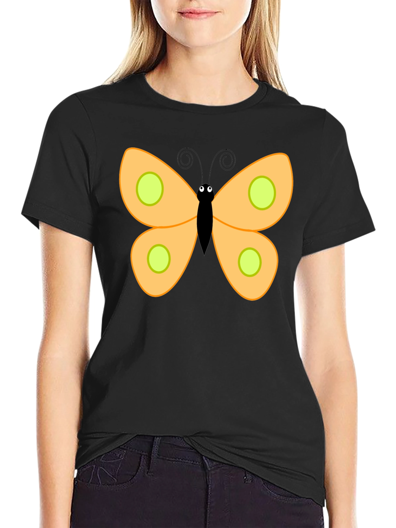 Butterfly Graphic Print Black T-Shirt