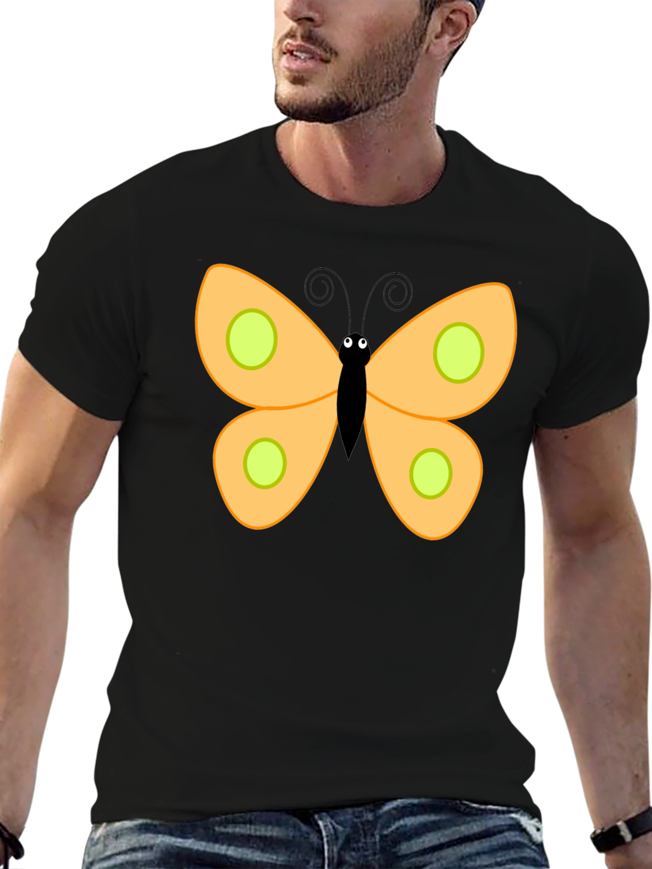 Butterfly Graphic Print Black T-Shirt