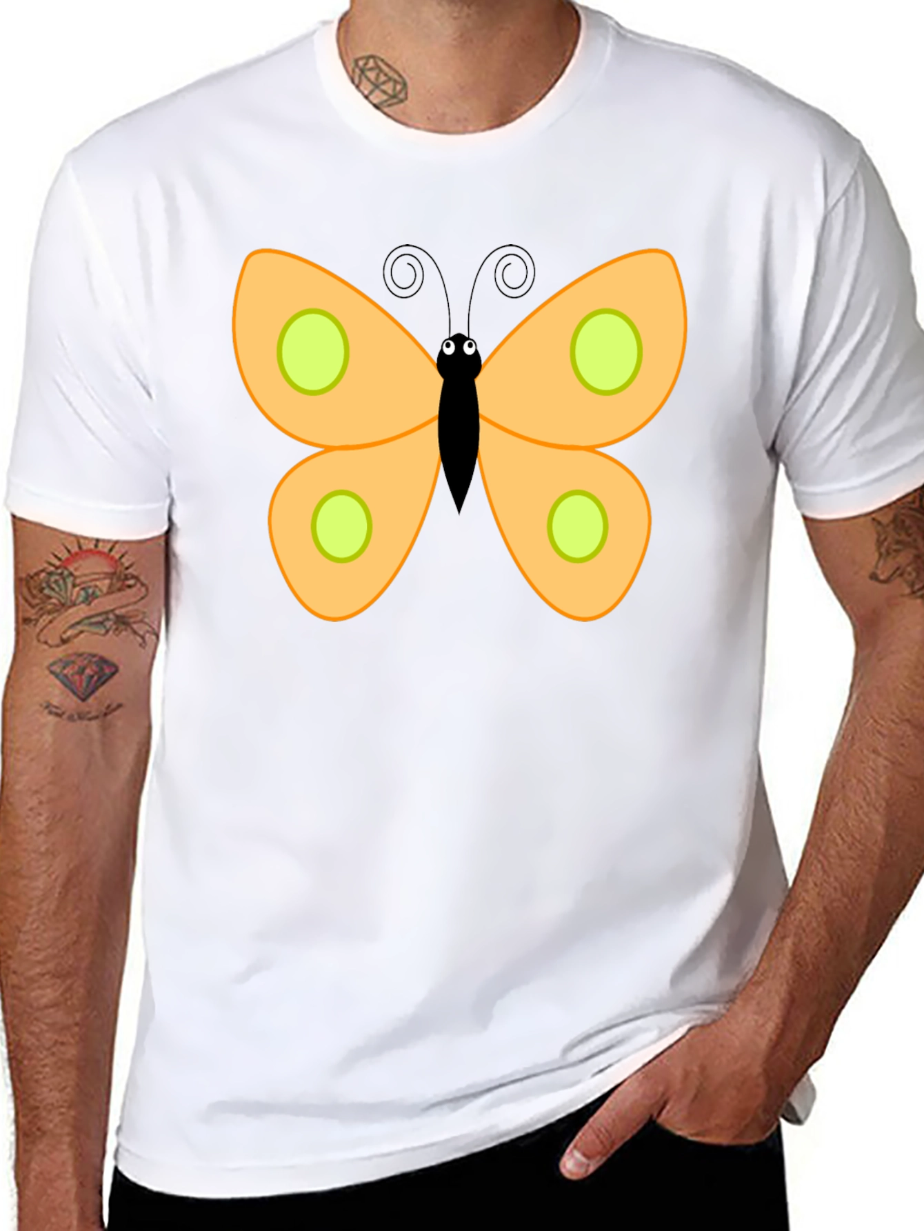 Butterfly Graphic Print Black T-Shirt