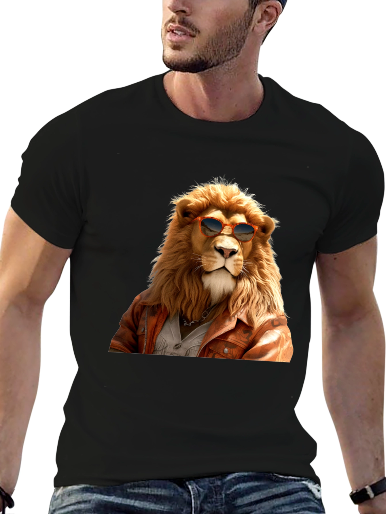 Cool Lion Graphic Tee - Trendy Animal Print Shirt