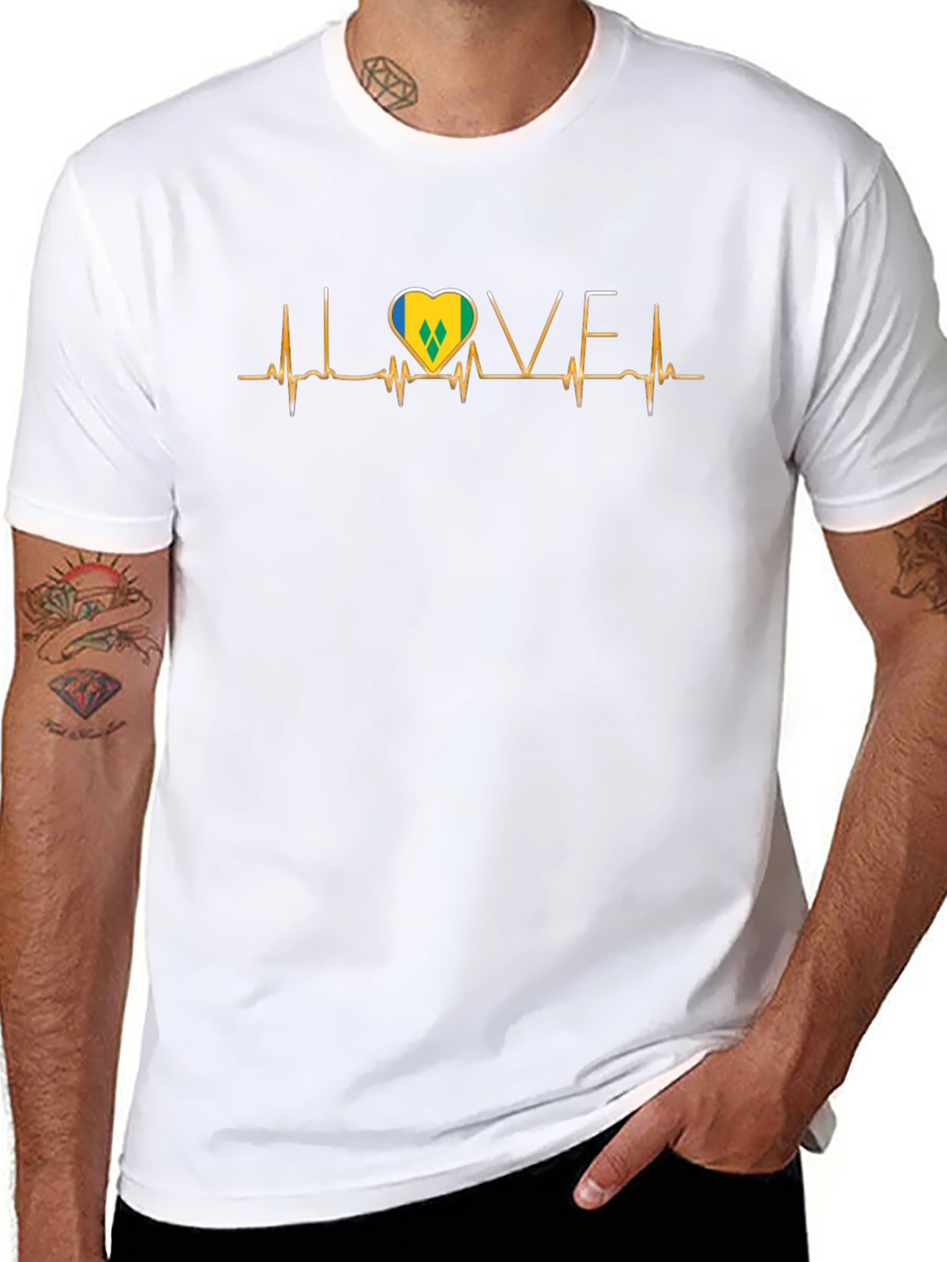 St. Vincent Flag Heartbeat LOVE T-Shirt