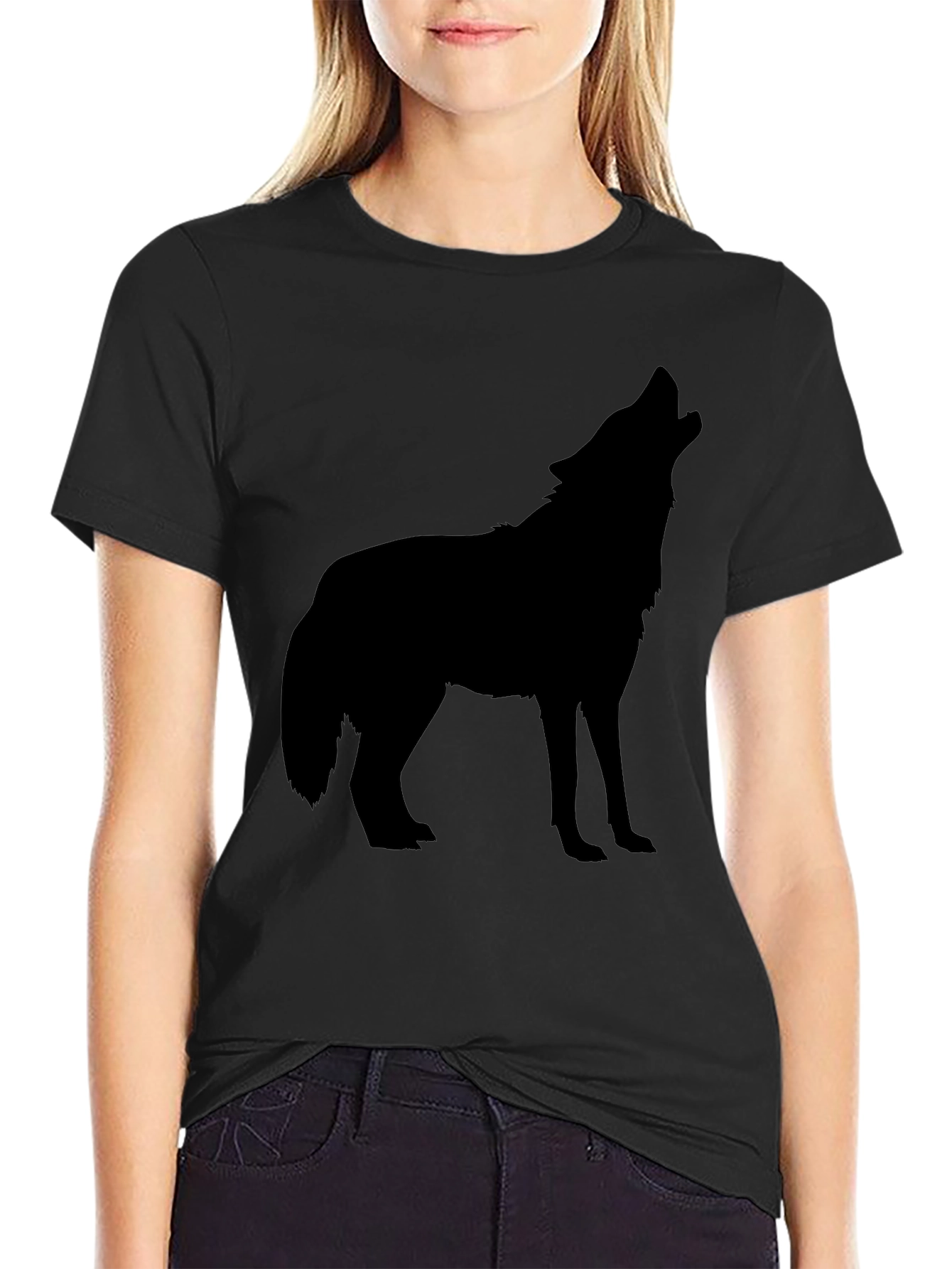 Black Wolf Graphic Tee - Mens Casual T-Shirt