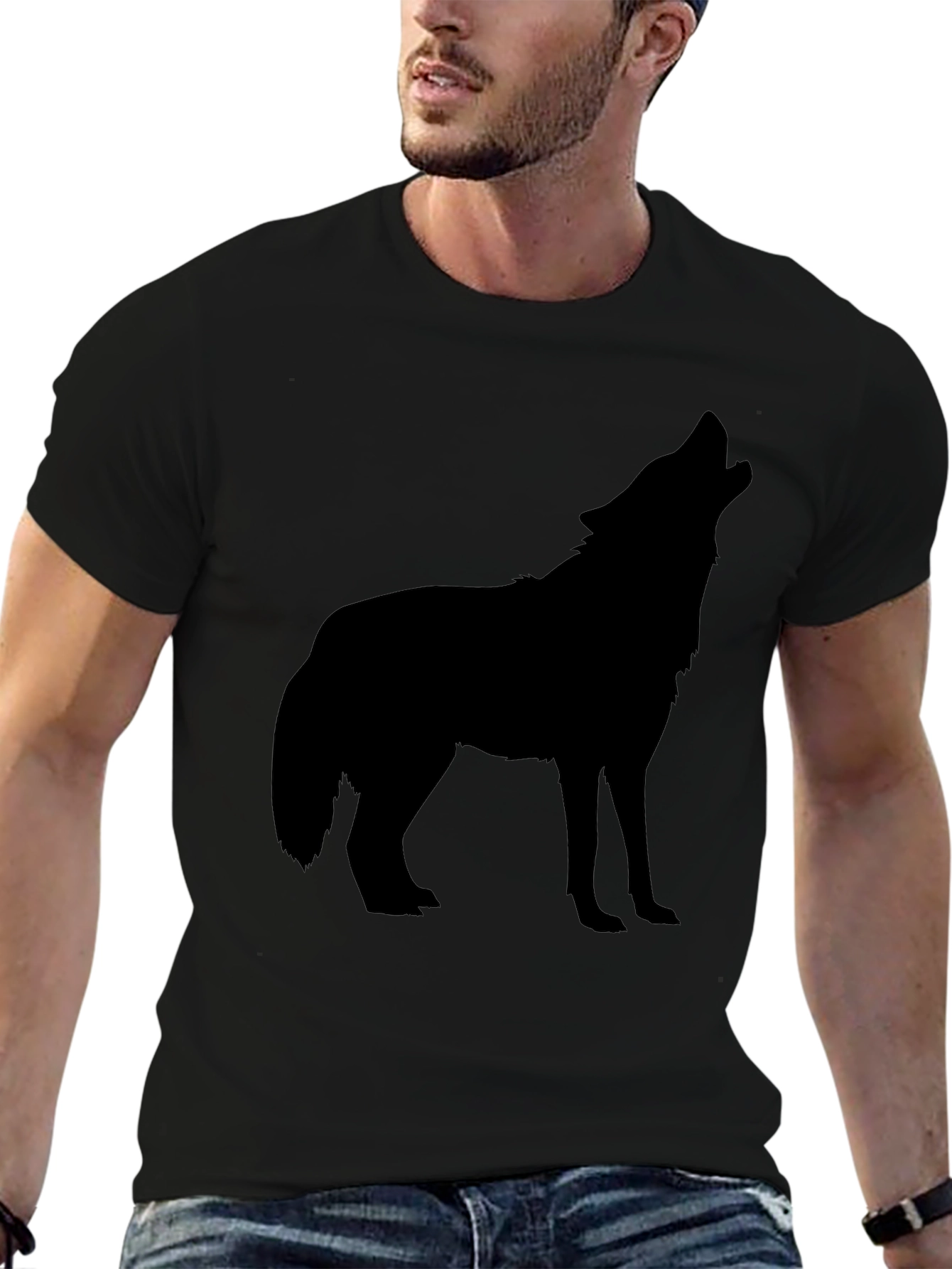Black Wolf Graphic Tee - Mens Casual T-Shirt