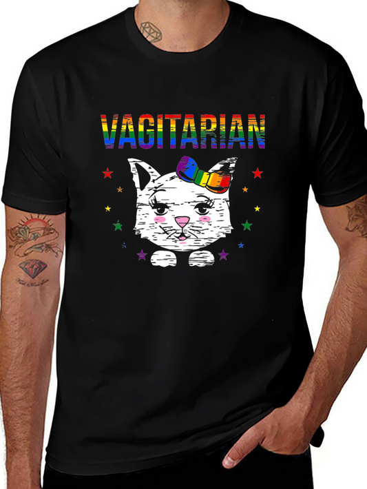 Vagitarian Cat T-Shirt - Rainbow LGBTQ Pride