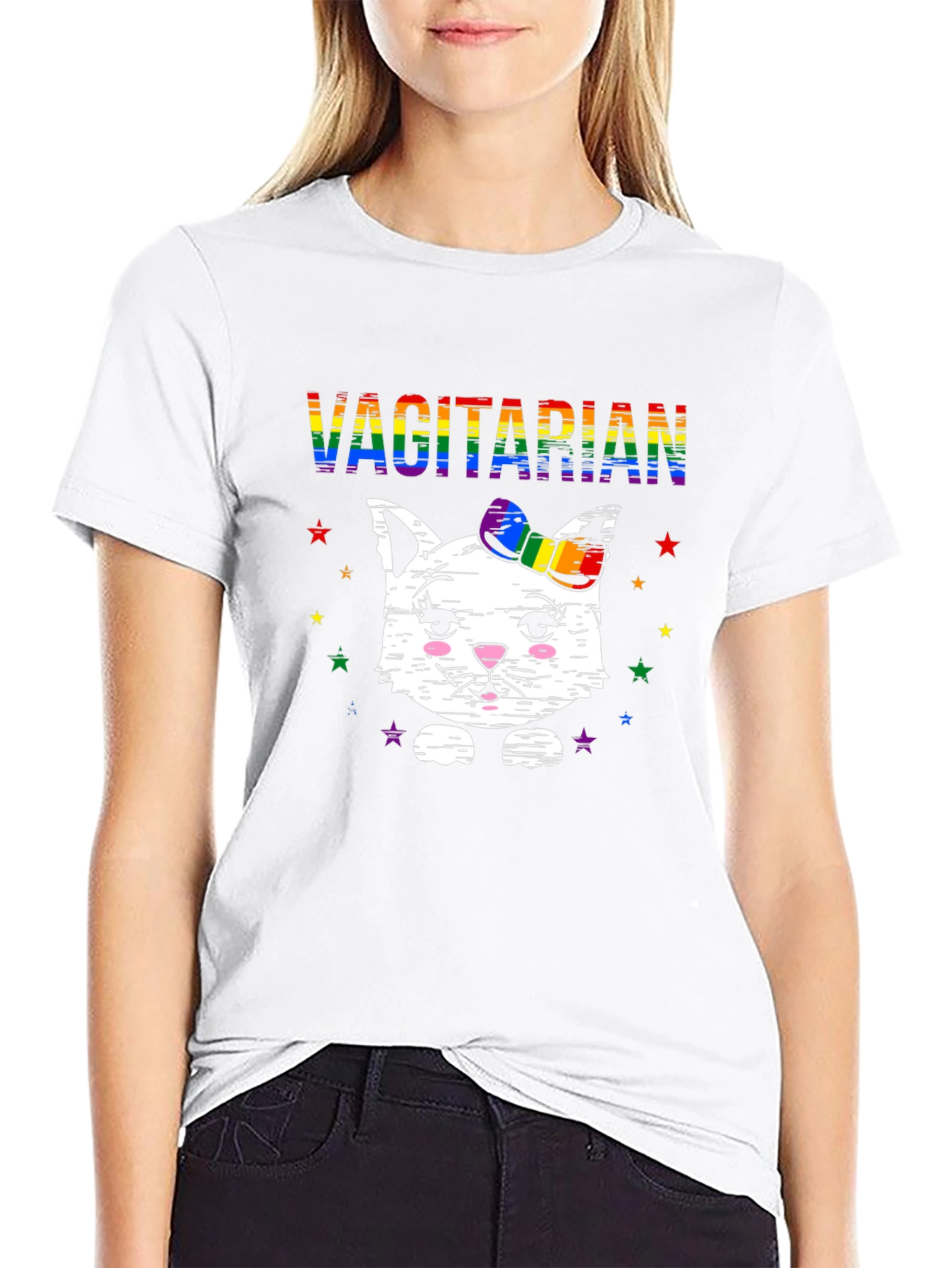 Vagitarian Cat T-Shirt - Rainbow LGBTQ Pride