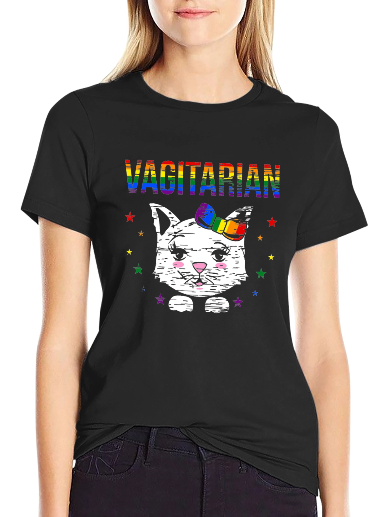 Vagitarian Cat T-Shirt - Rainbow LGBTQ Pride