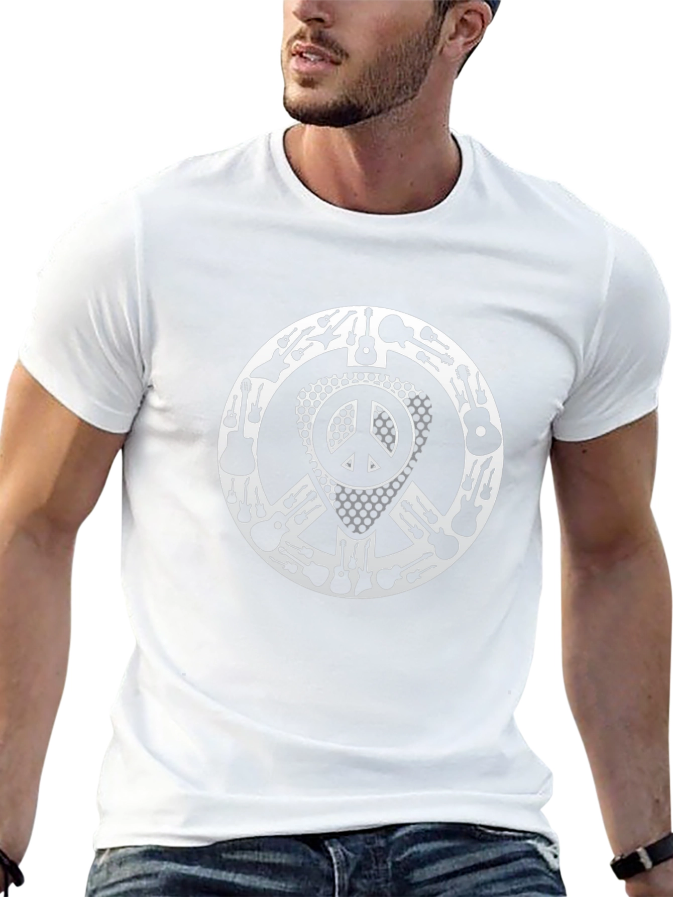 Guitar Peace Sign Graphic Tee - Music Lover T-Shirt