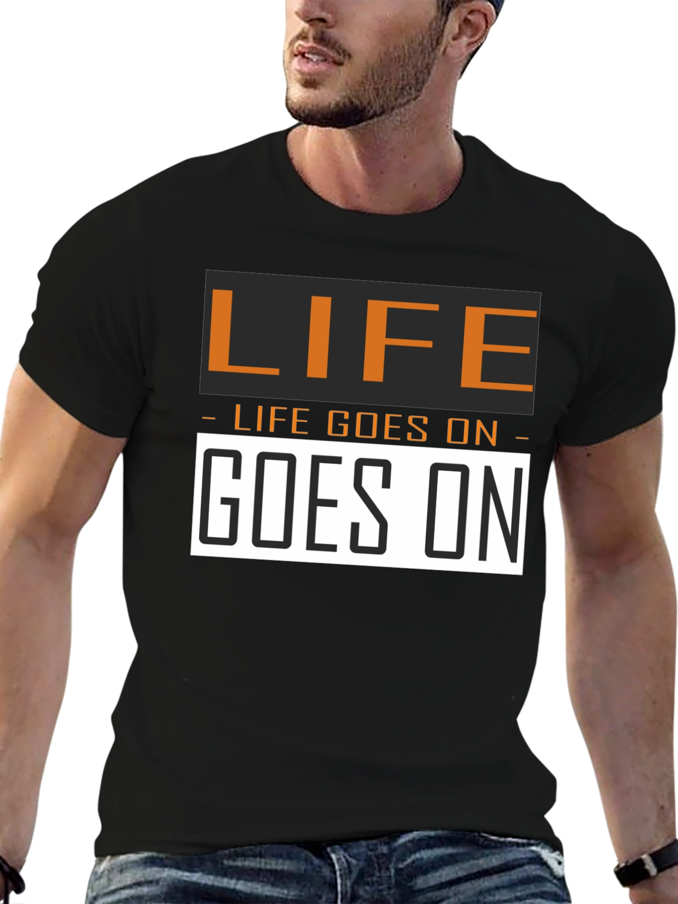 Life Goes On Graphic Tee - Black Cotton T-Shirt