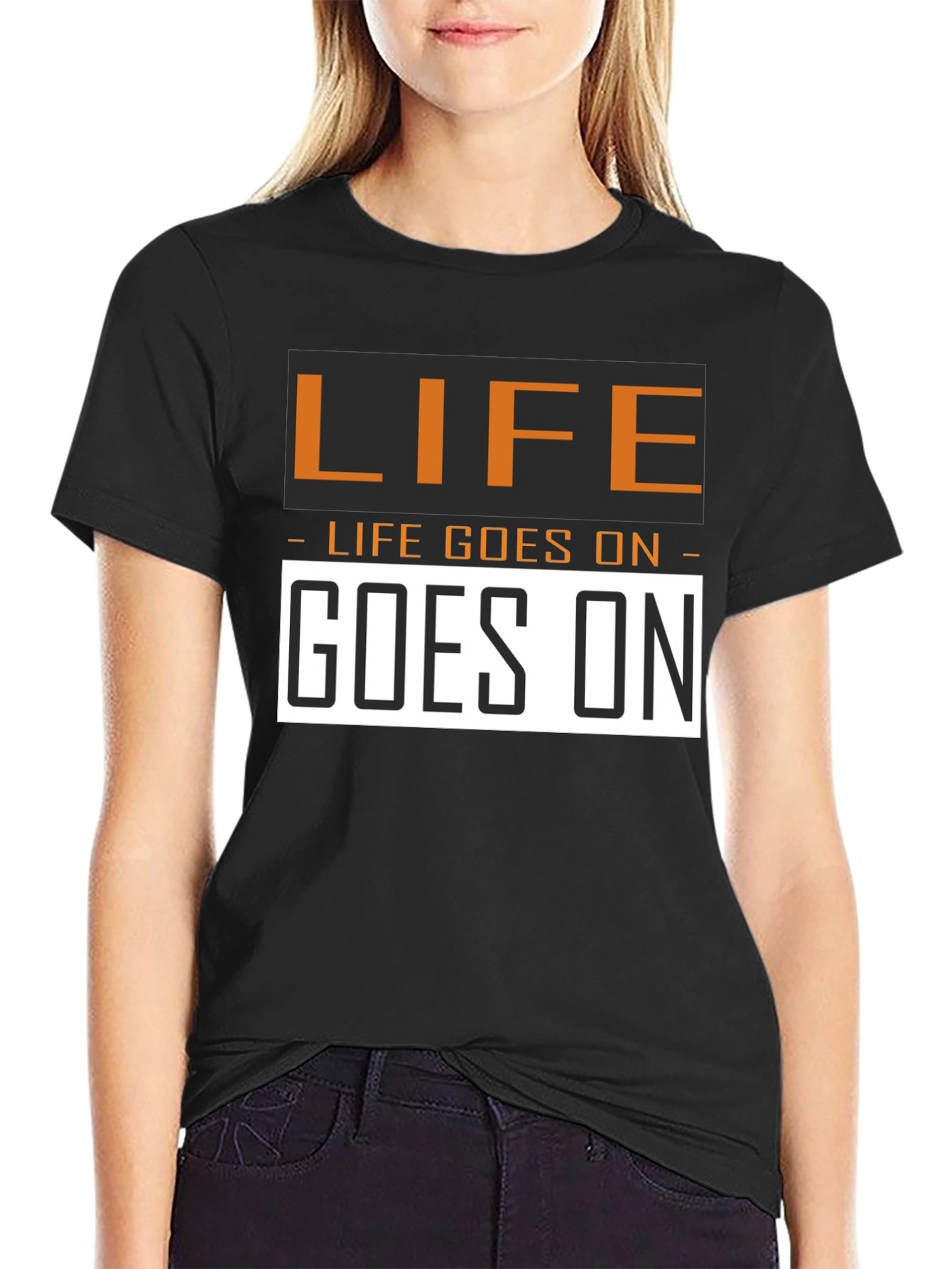 Life Goes On Graphic Tee - Black Cotton T-Shirt