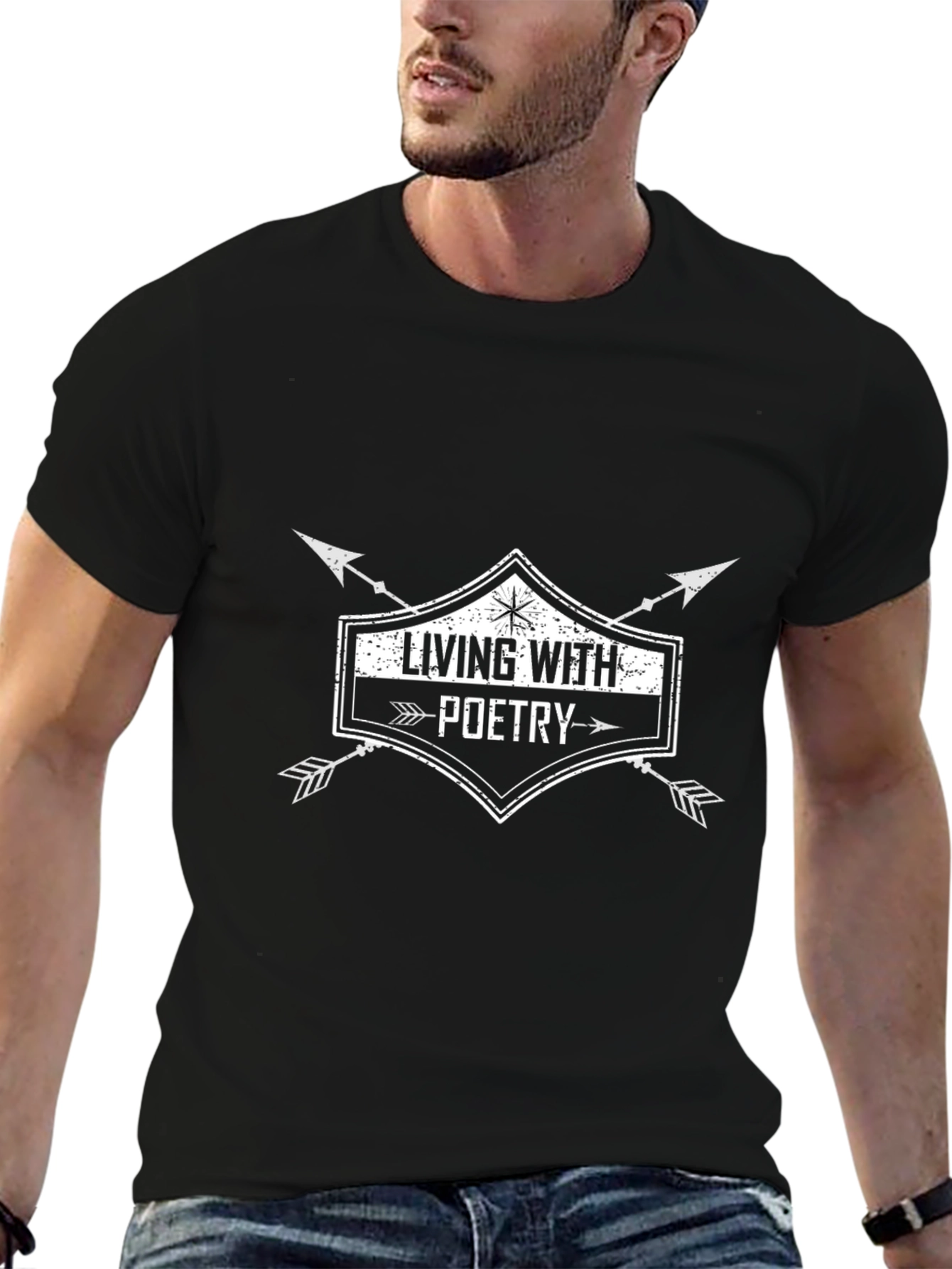 Living With Poetry Graphic Tee - Black Cotton