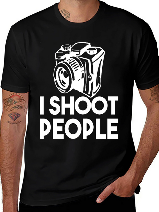 I Shoot People Camera Graphic Black T-Shirt