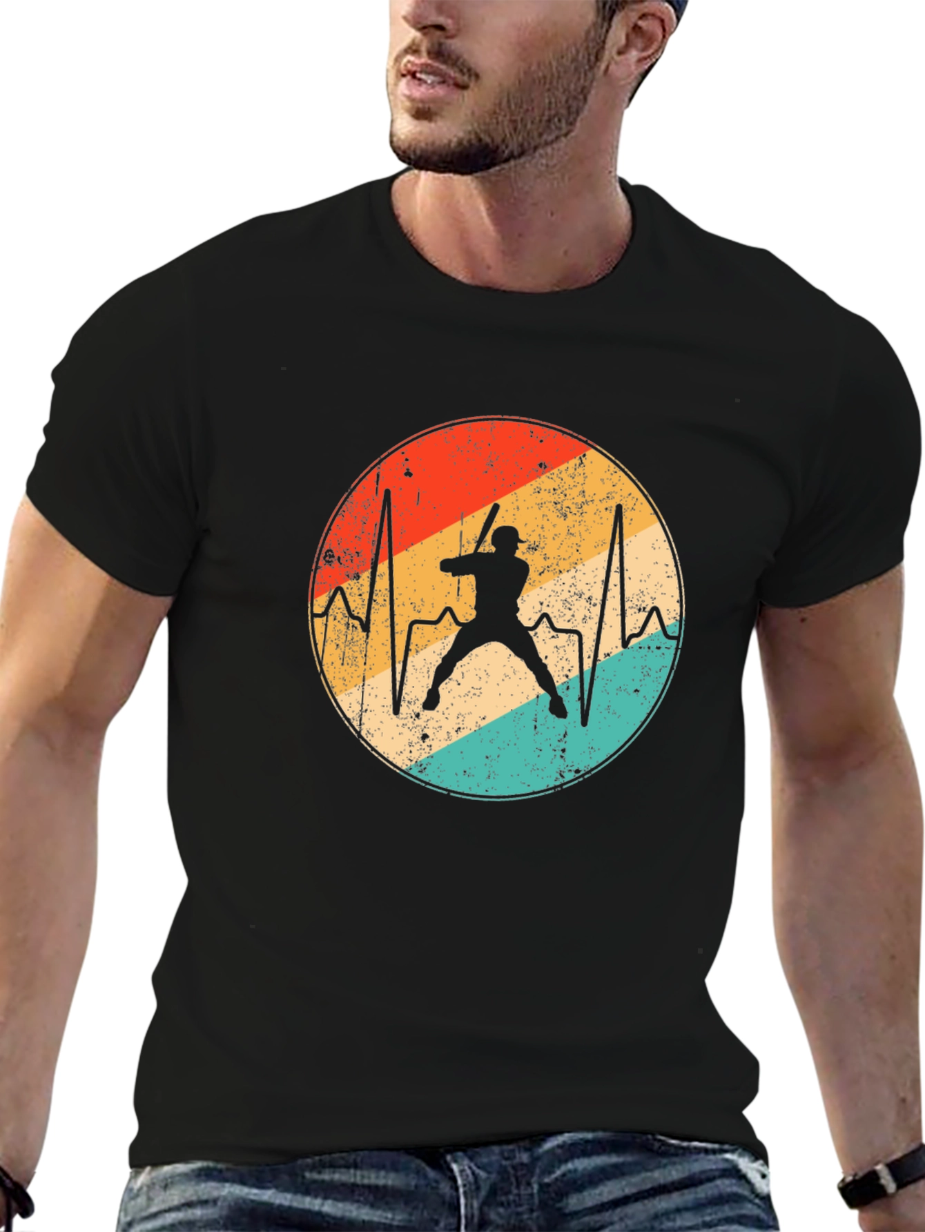 Baseball Heartbeat T-Shirt - Retro Sports Tee
