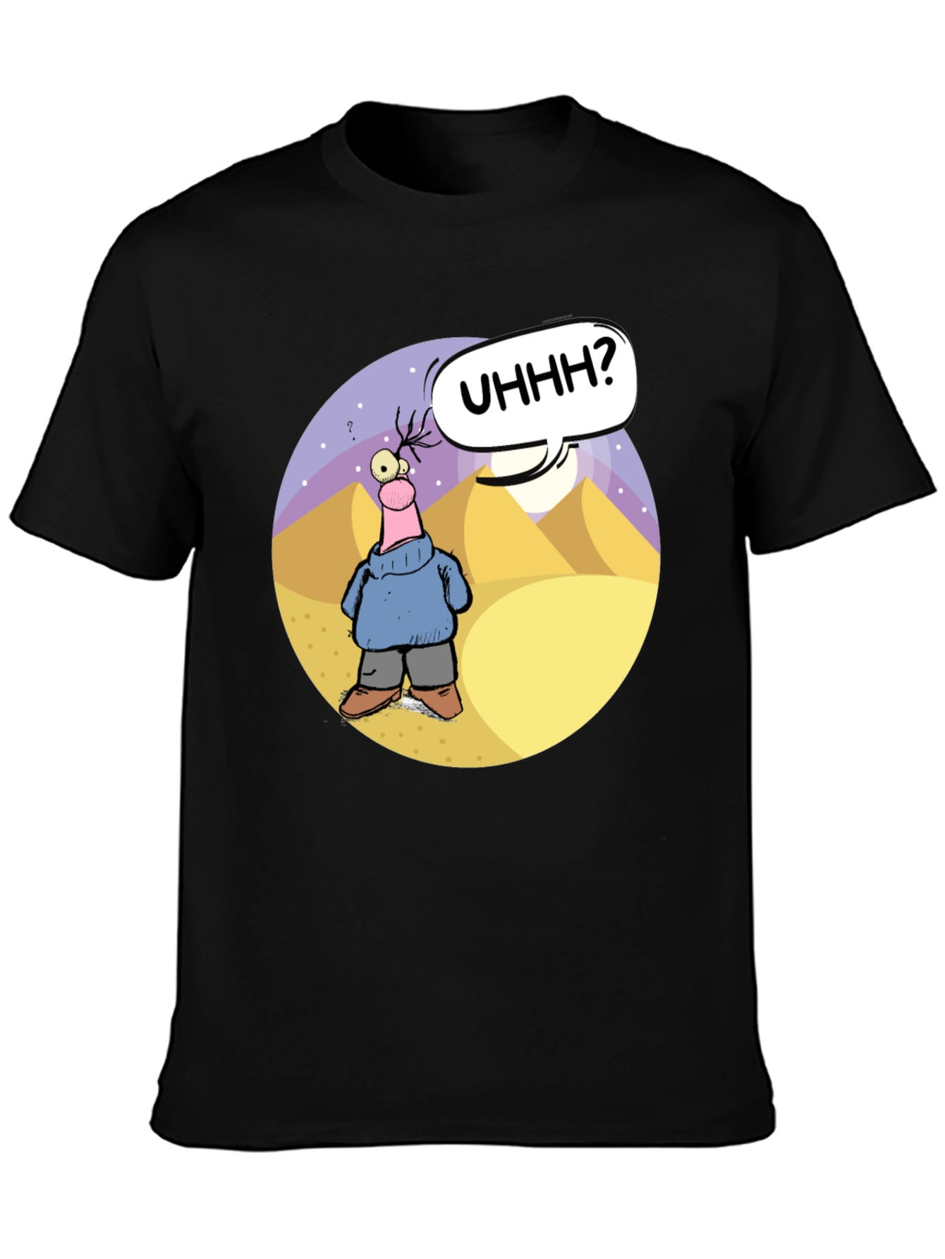 Cartoon Graphic Black T-Shirt - Uhhh?