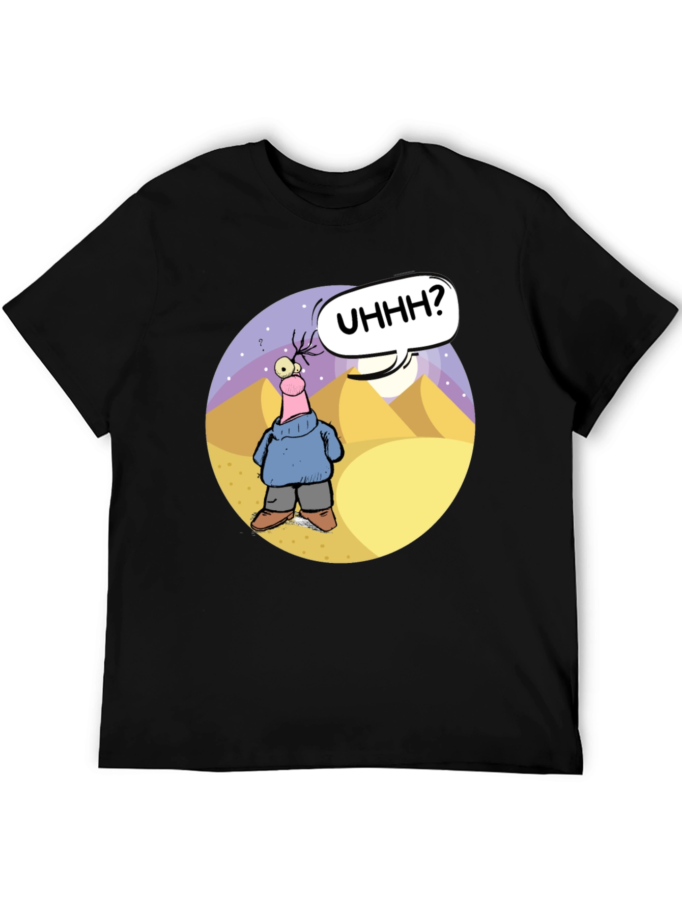 Cartoon Graphic Black T-Shirt - Uhhh?