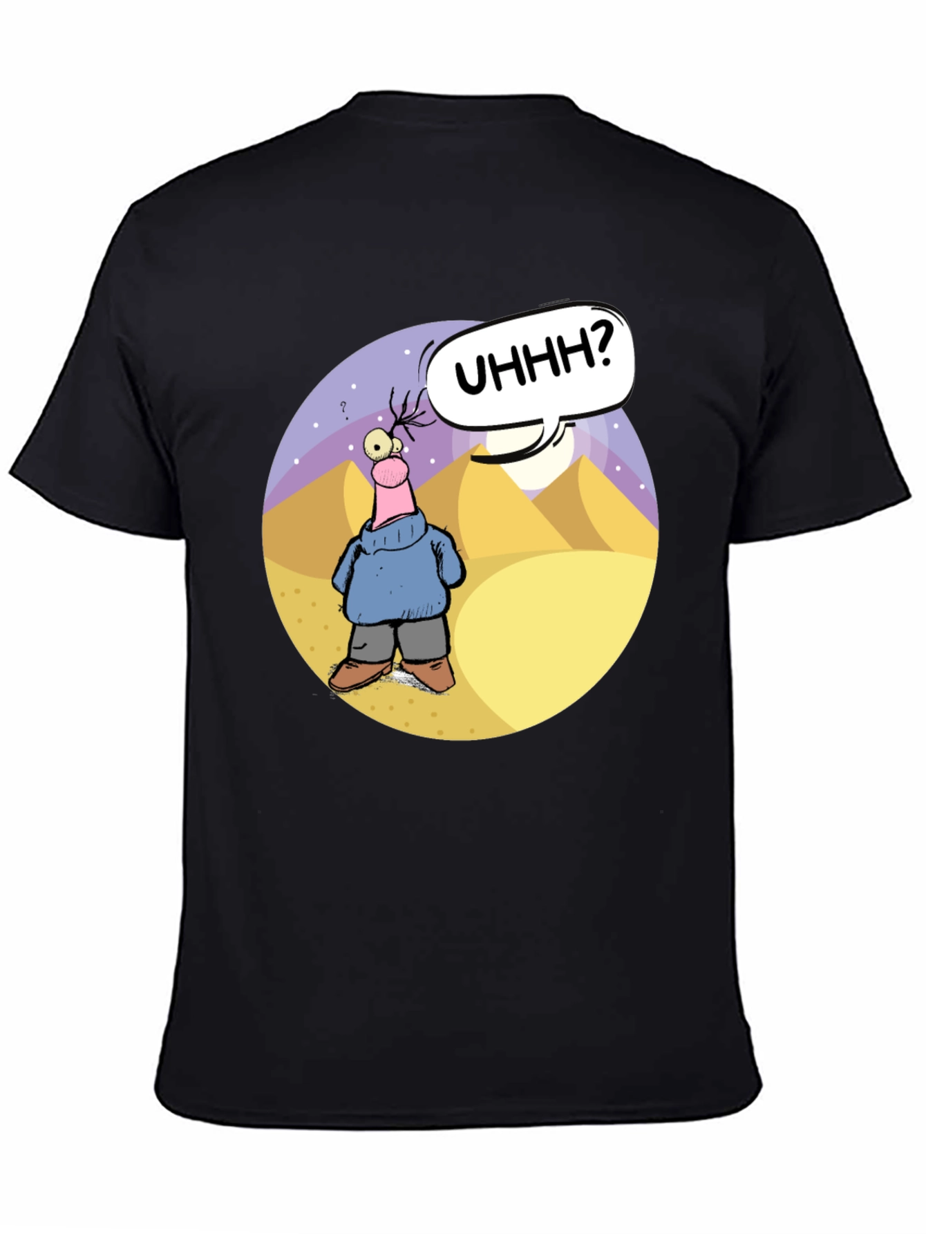 Cartoon Graphic Black T-Shirt - Uhhh?