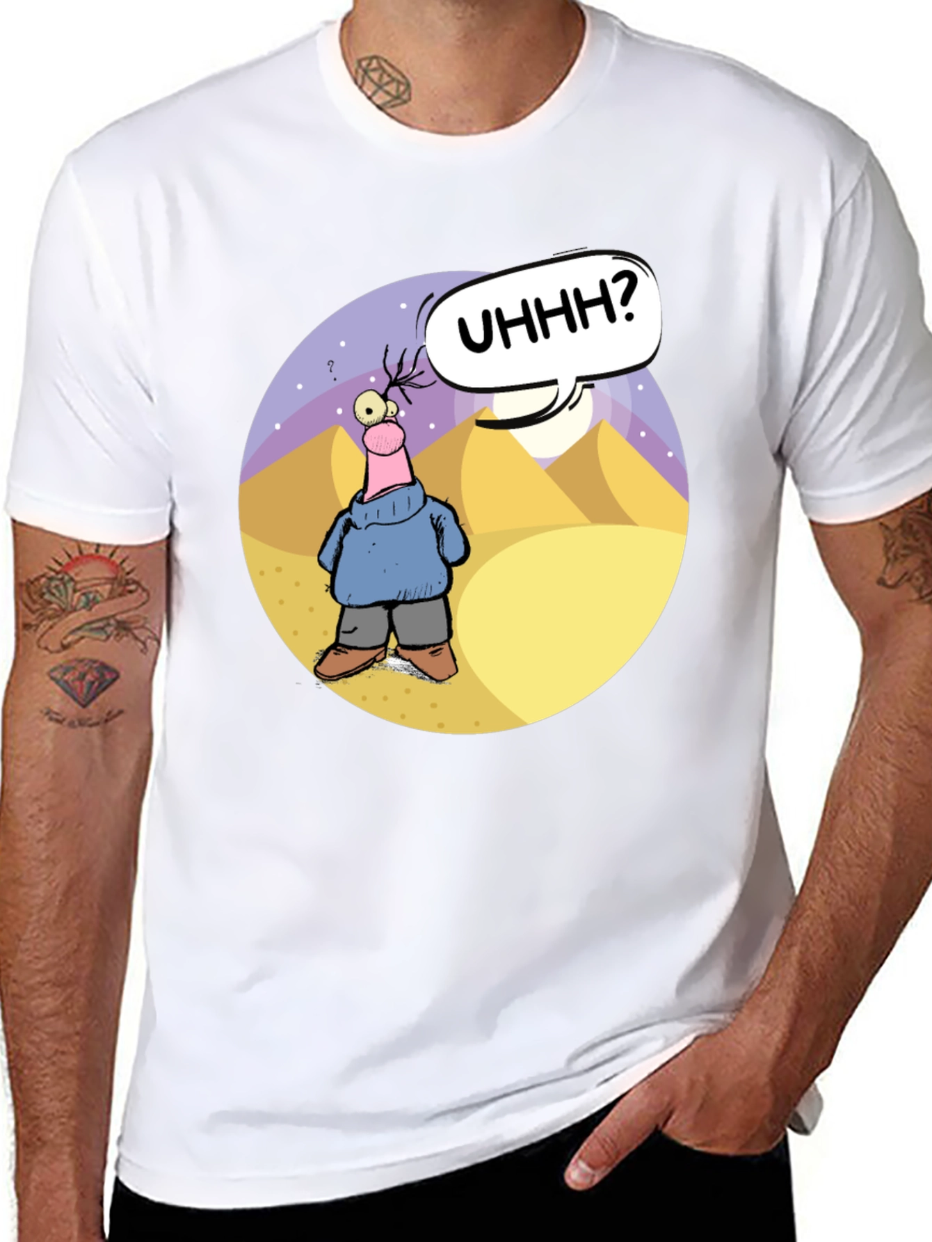 Cartoon Graphic Black T-Shirt - Uhhh?