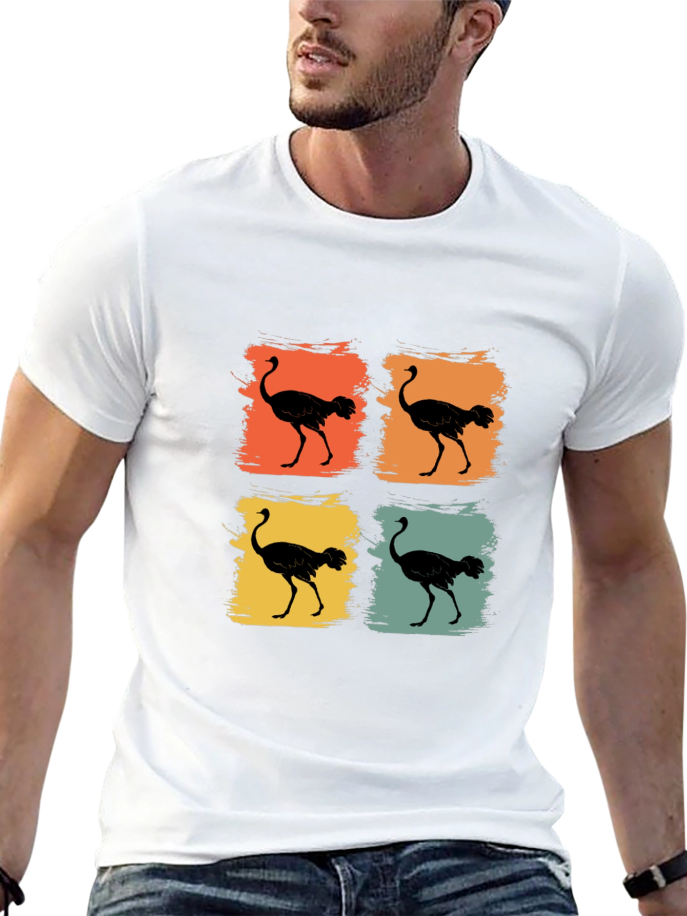 Retro Ostrich Silhouette T-Shirt