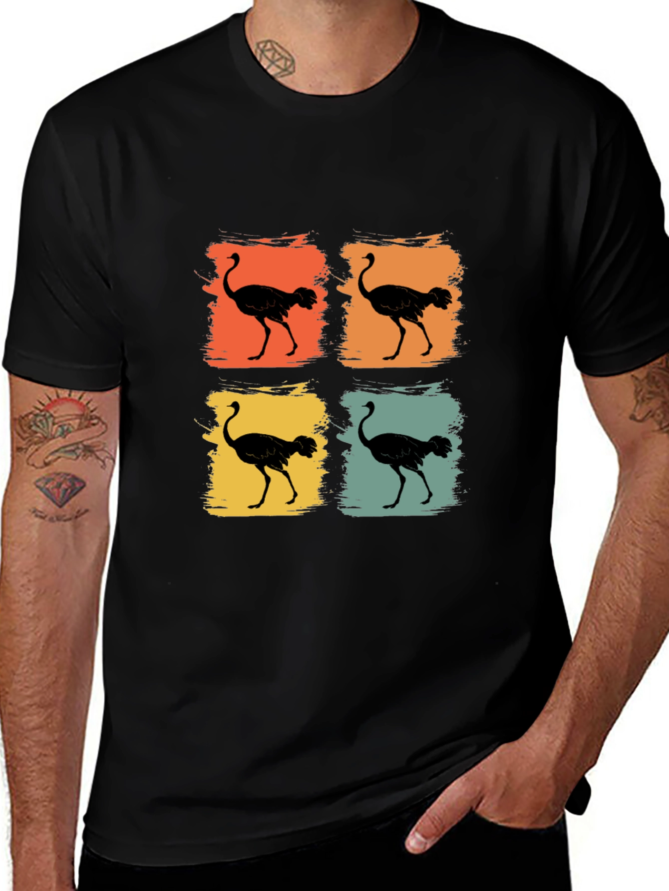 Retro Ostrich Silhouette T-Shirt