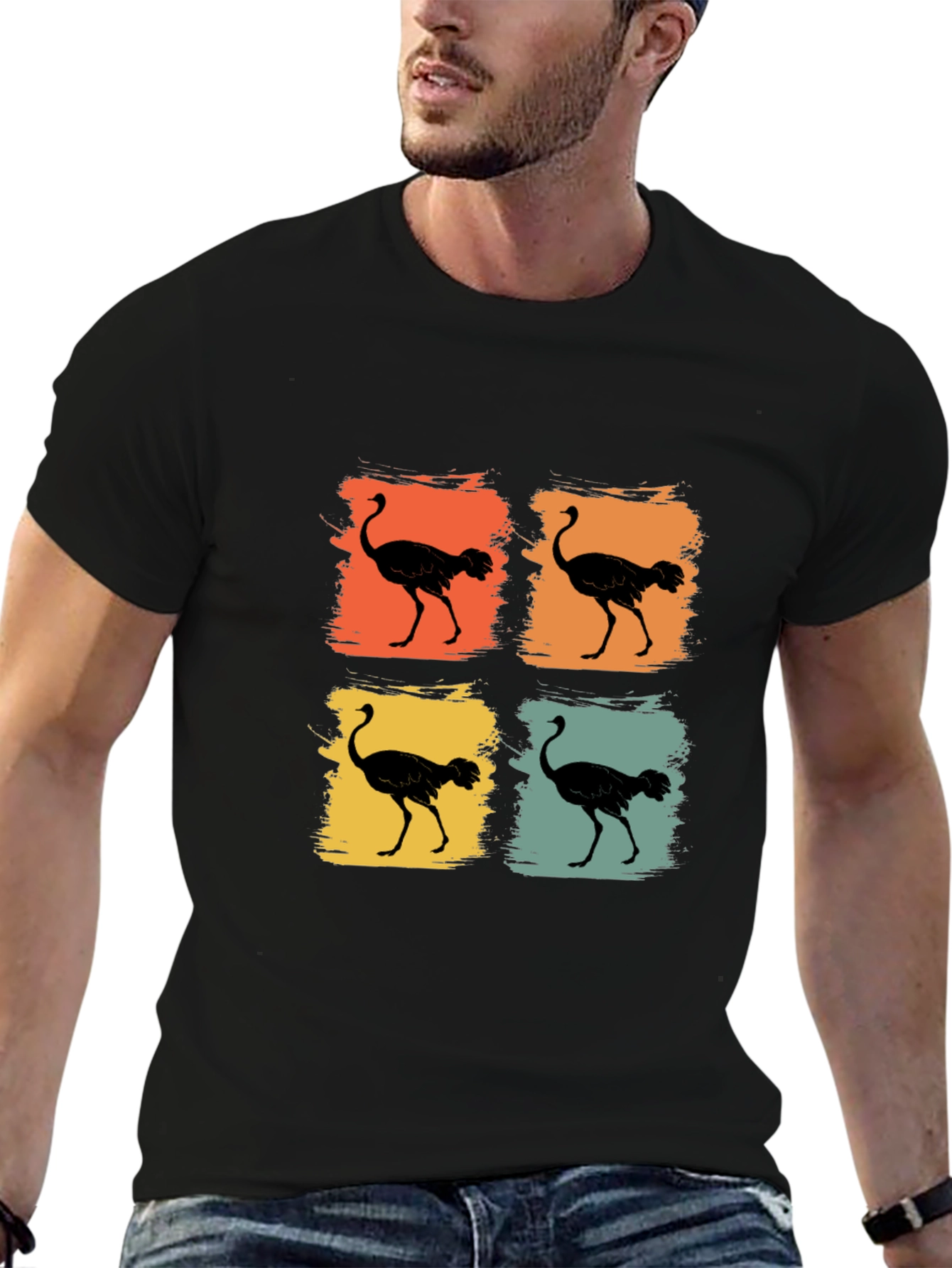 Retro Ostrich Silhouette T-Shirt