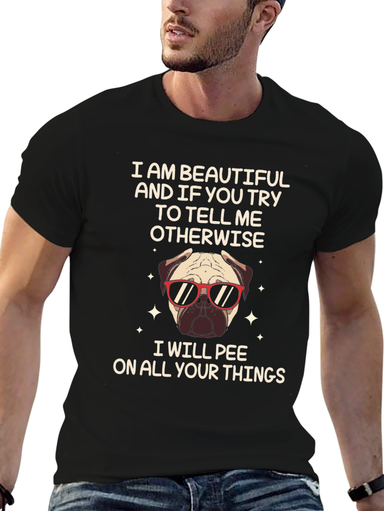 Funny Pug T-Shirt - Beautiful & Sassy