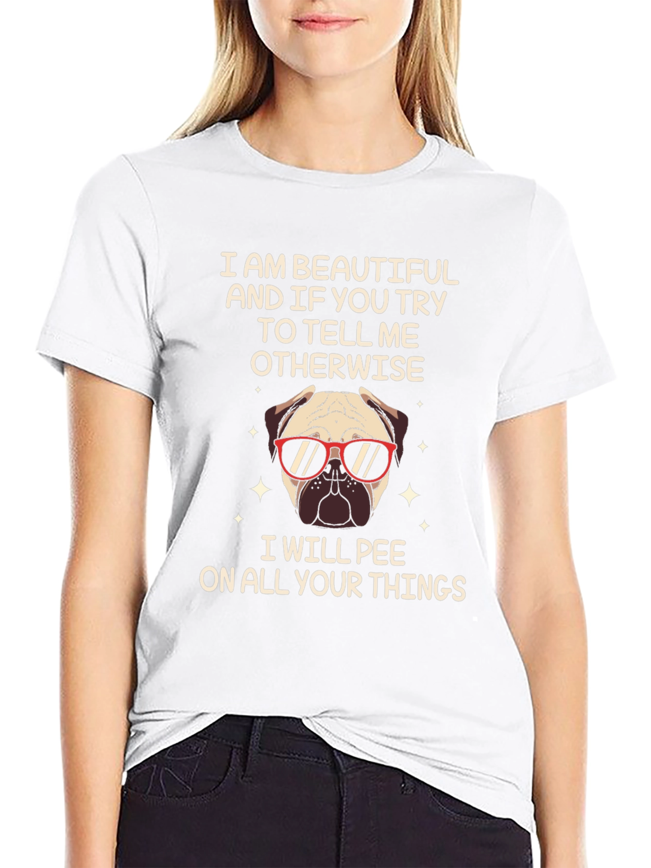 Funny Pug T-Shirt - Beautiful & Sassy