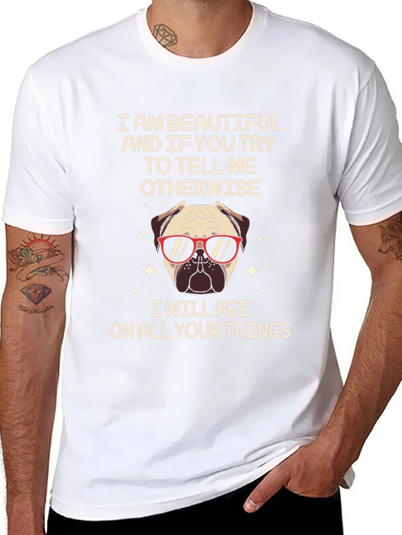 Funny Pug T-Shirt - Beautiful & Sassy
