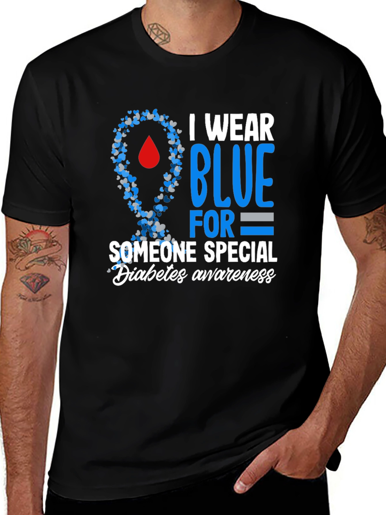 Diabetes Awareness Blue Ribbon T-Shirt