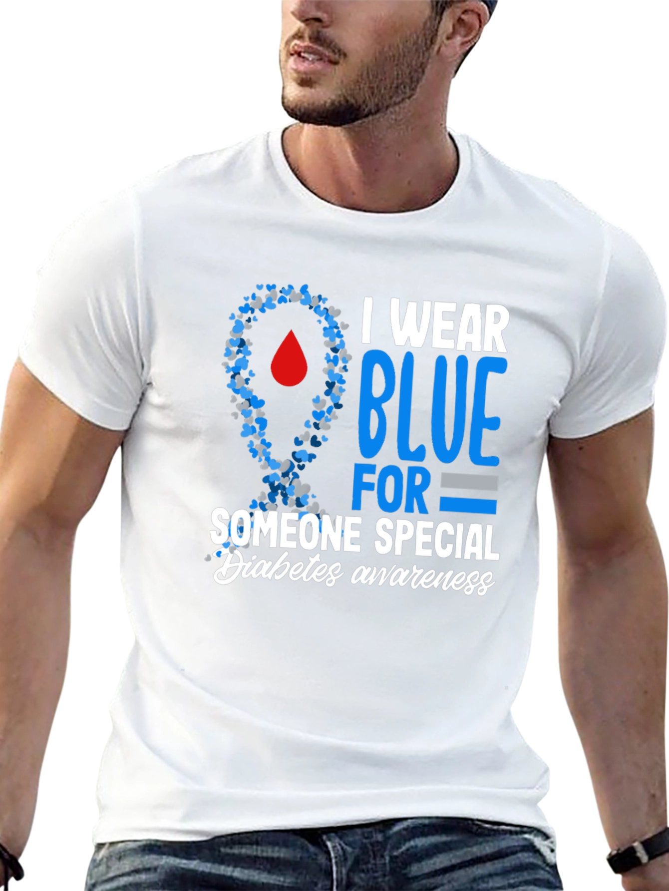 Diabetes Awareness Blue Ribbon T-Shirt