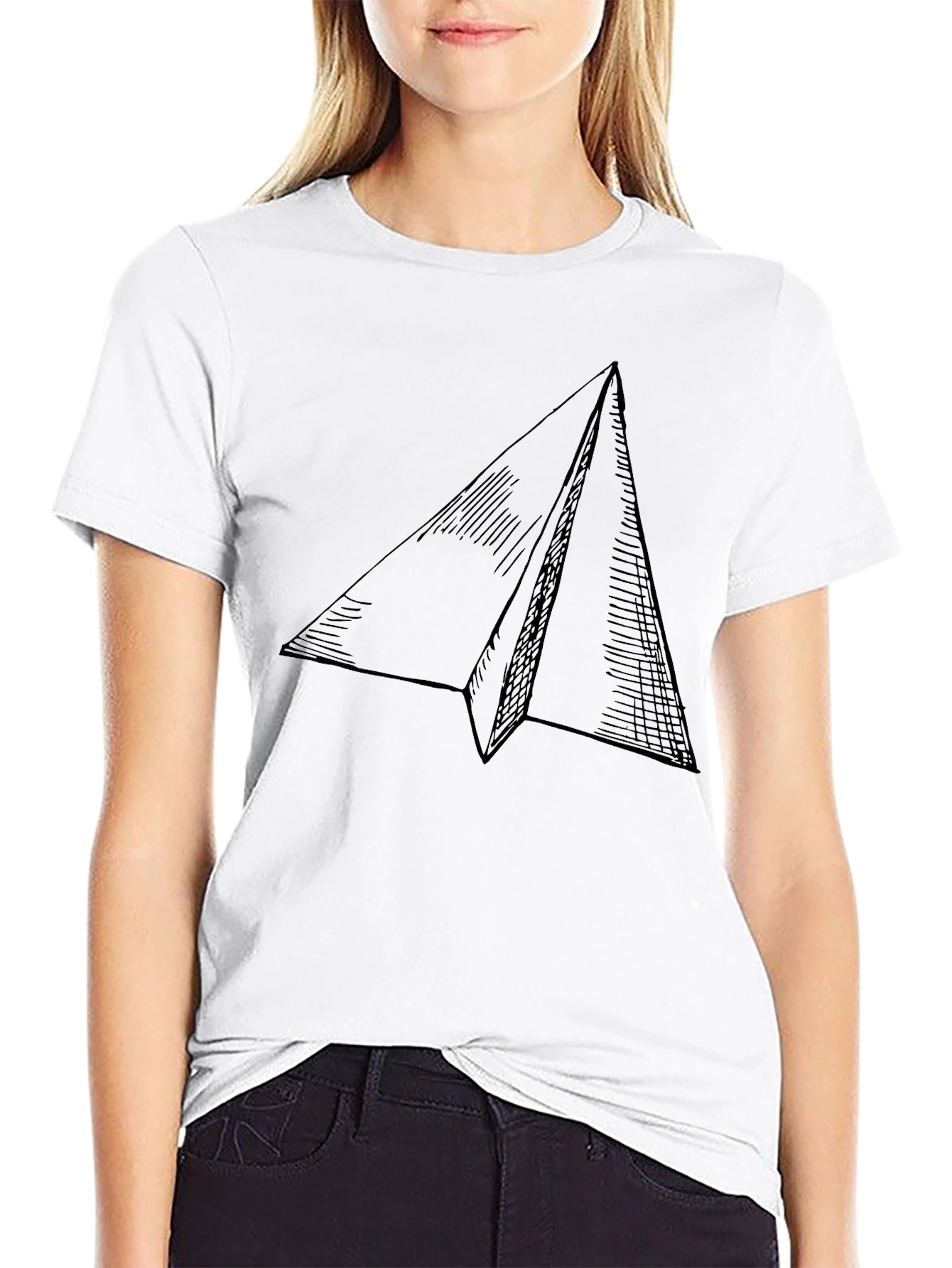 Paper Airplane Graphic Tee - Black