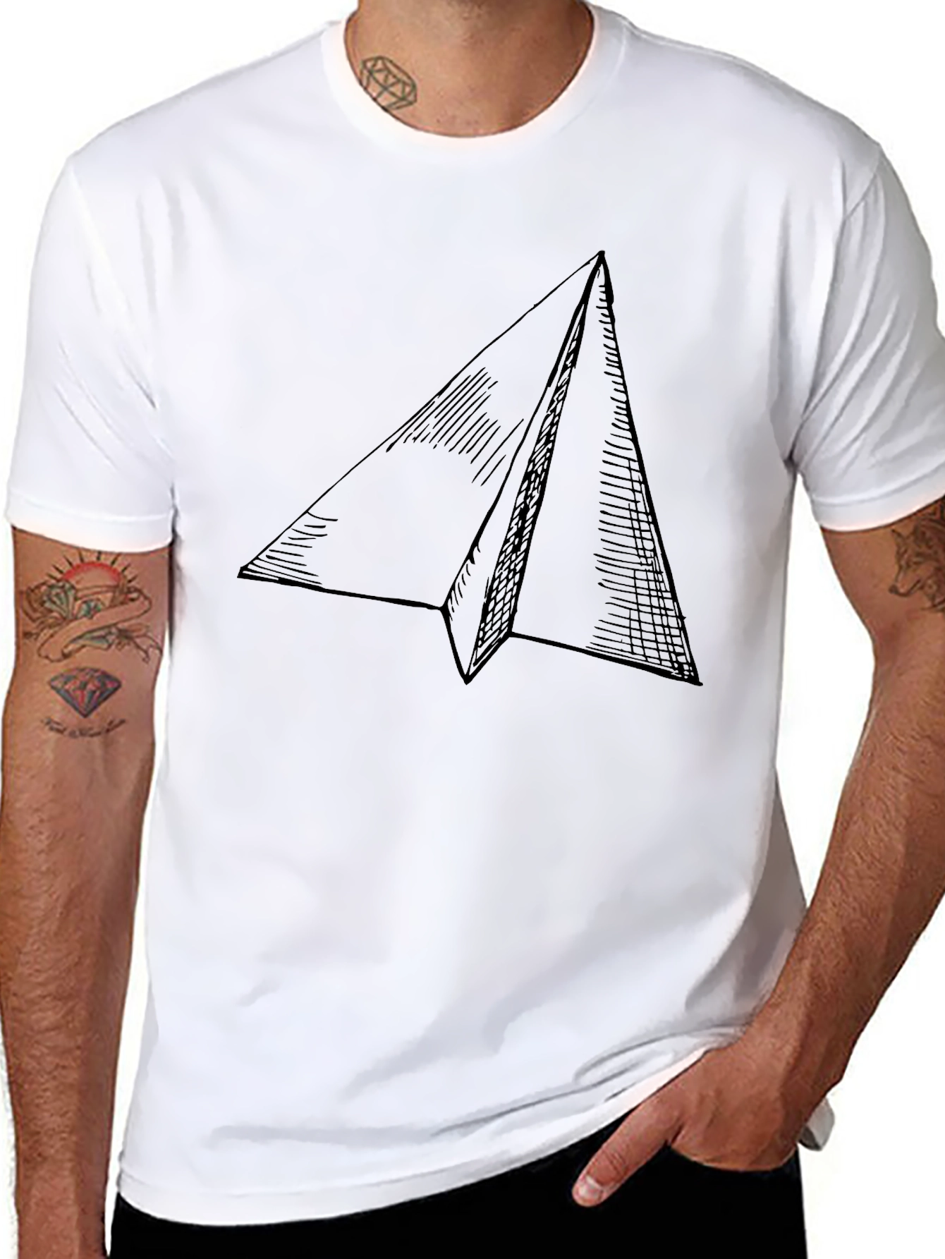 Paper Airplane Graphic Tee - Black