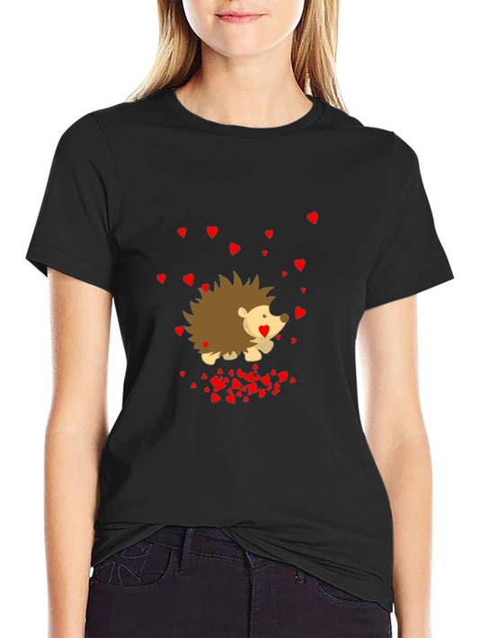 Heart Hedgehog Black T-Shirt