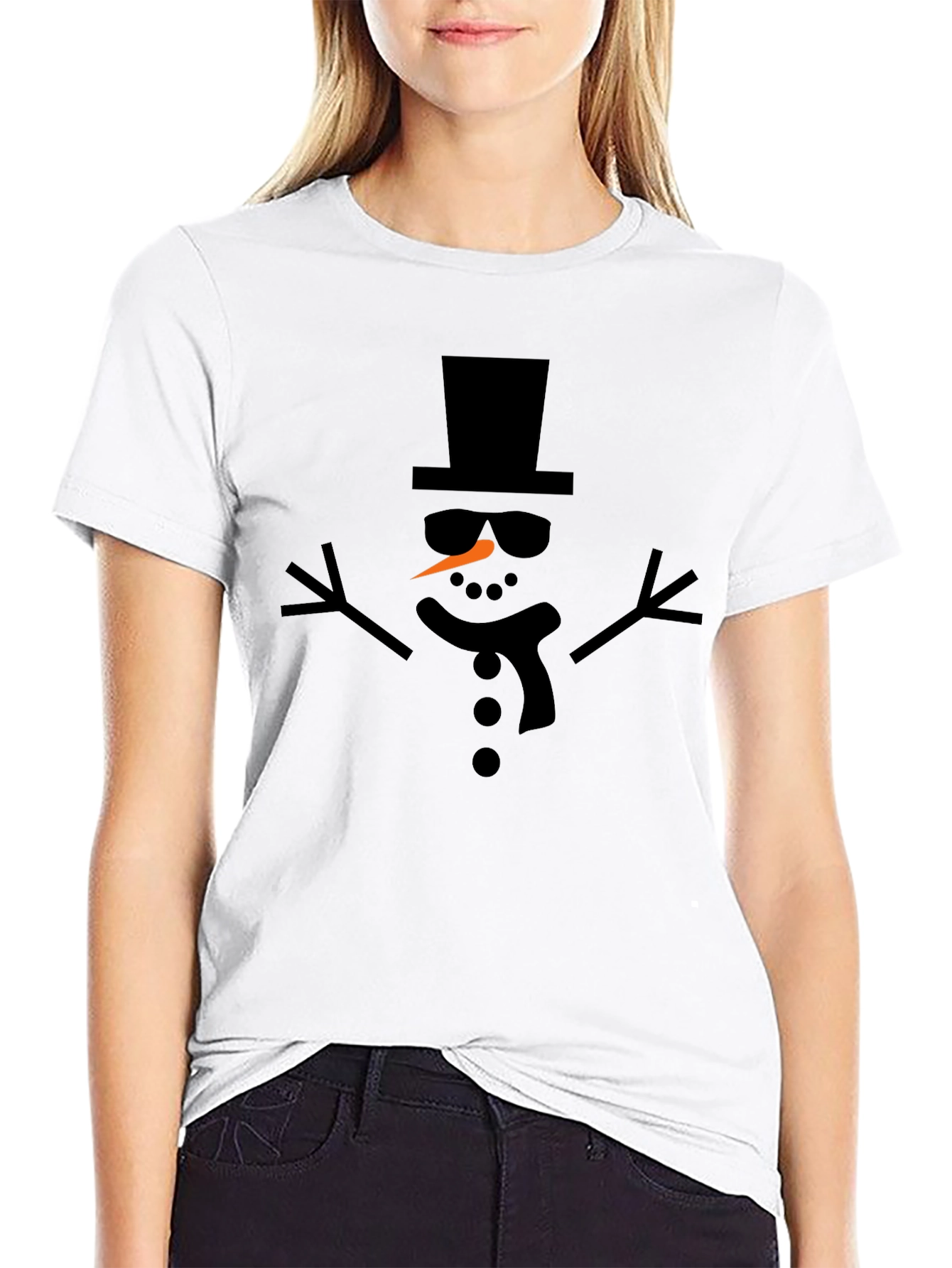 Cool Snowman Graphic T-Shirt - Black