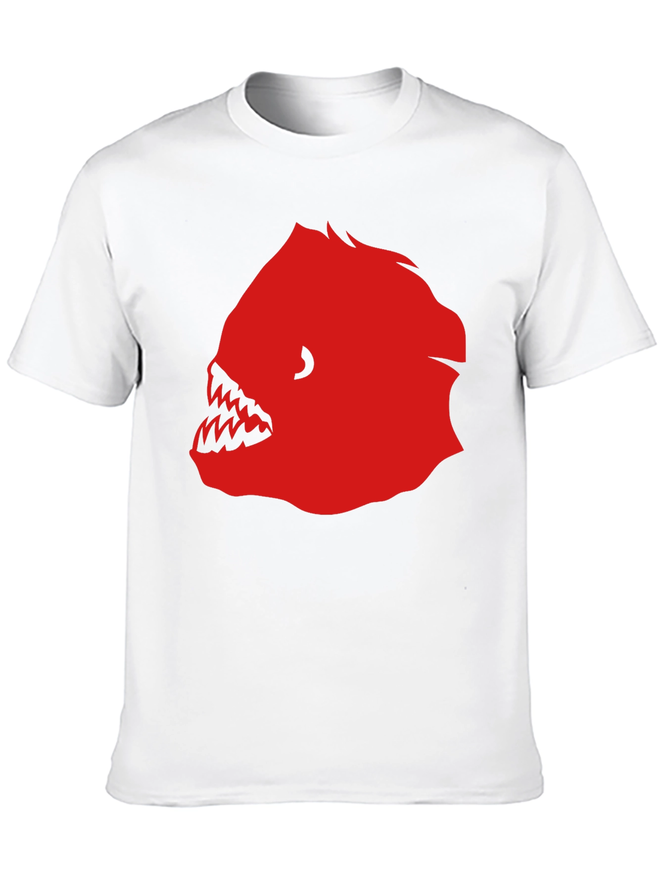 Mens Black T-Shirt with Red Graphic Fish Design