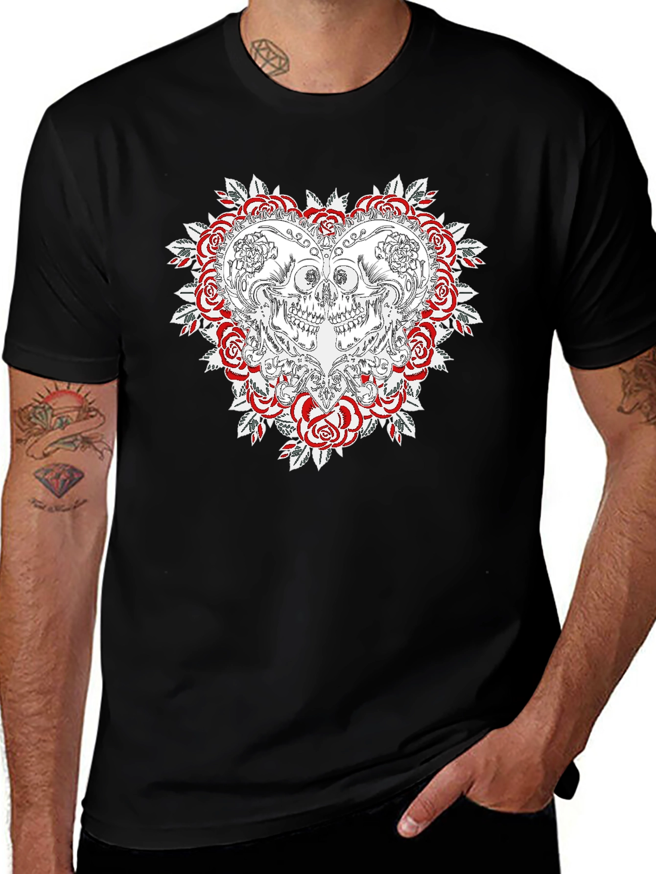 Skull & Roses Graphic T-Shirt - Menswear