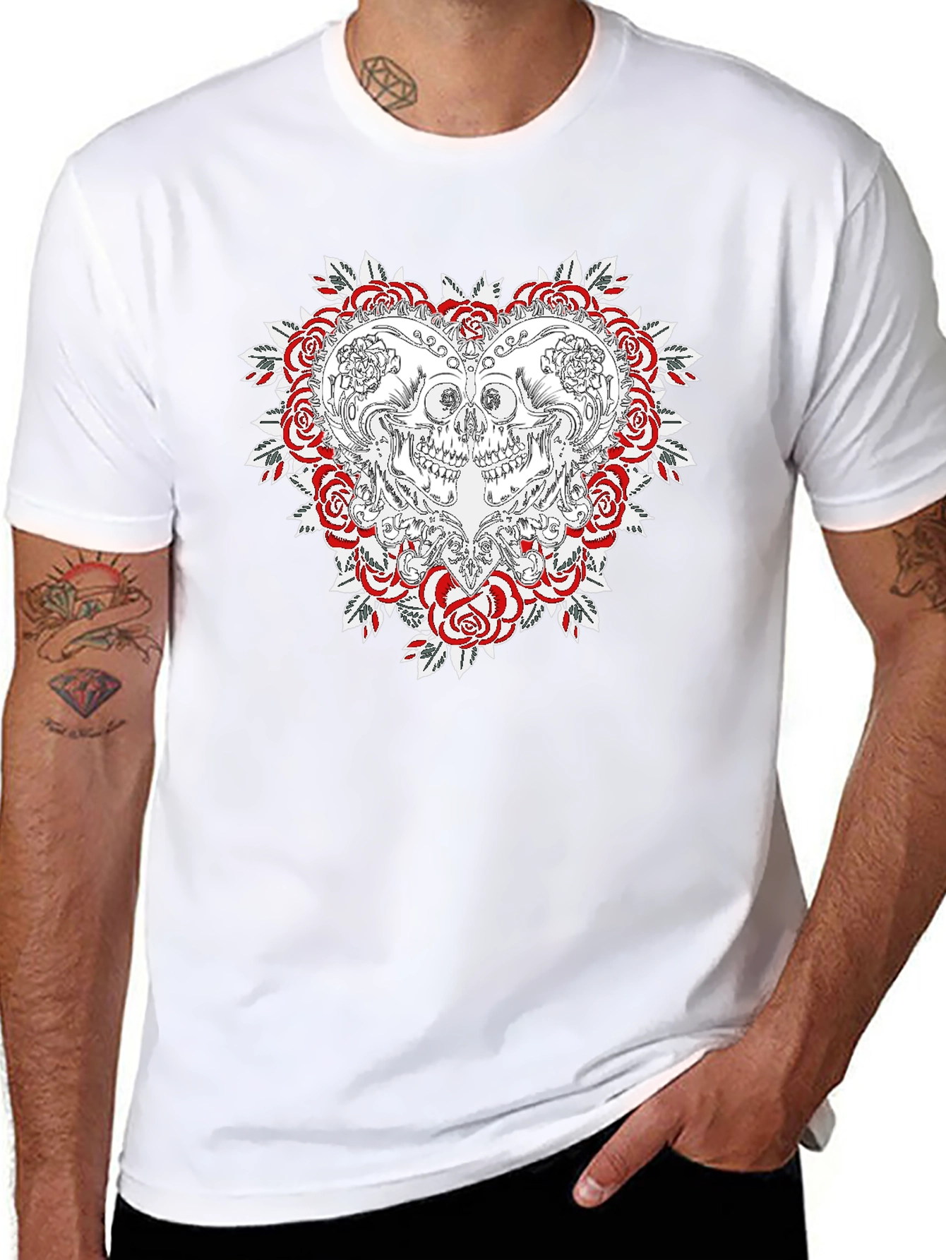 Skull & Roses Graphic T-Shirt - Menswear