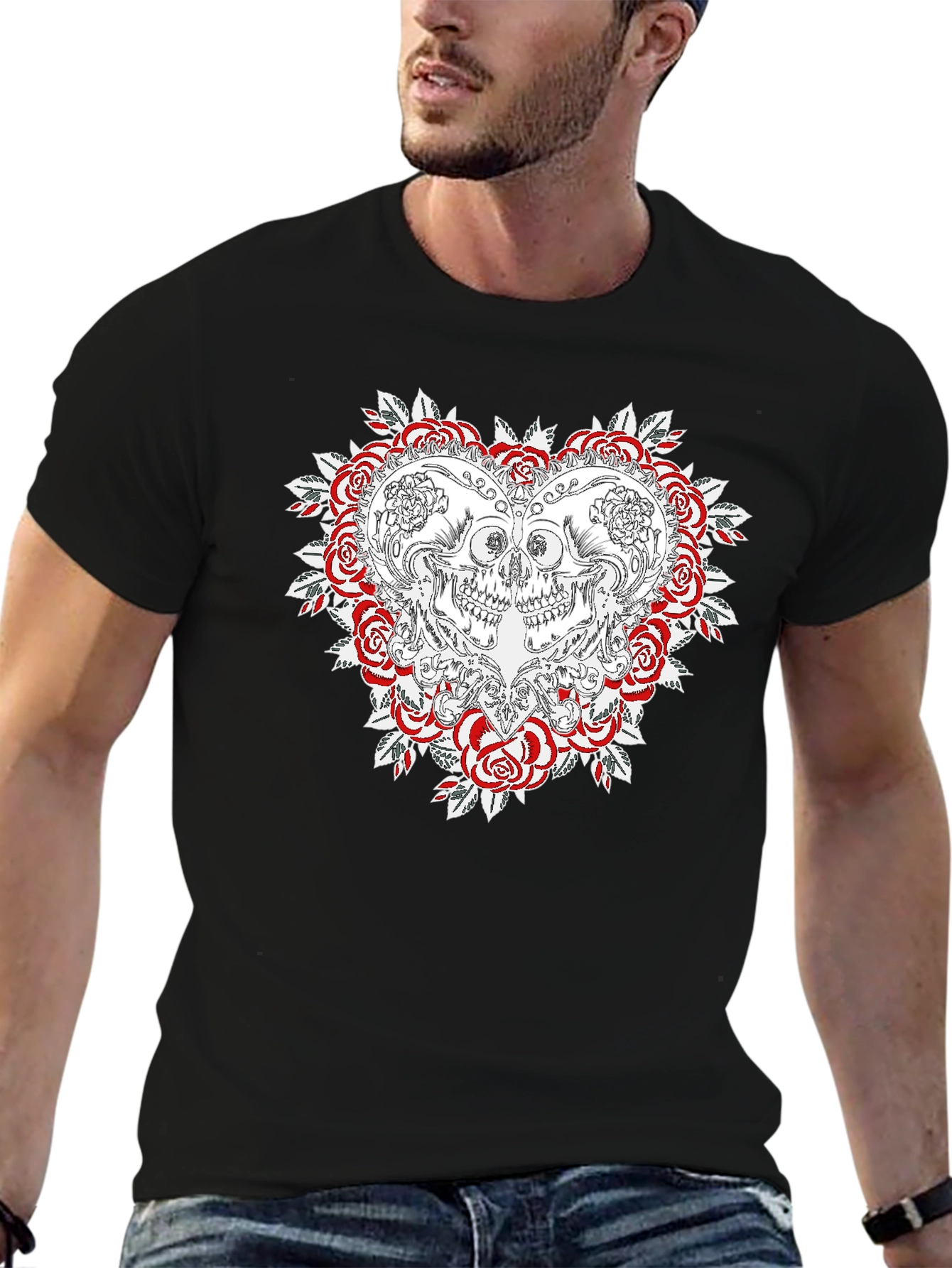 Skull & Roses Graphic T-Shirt - Menswear