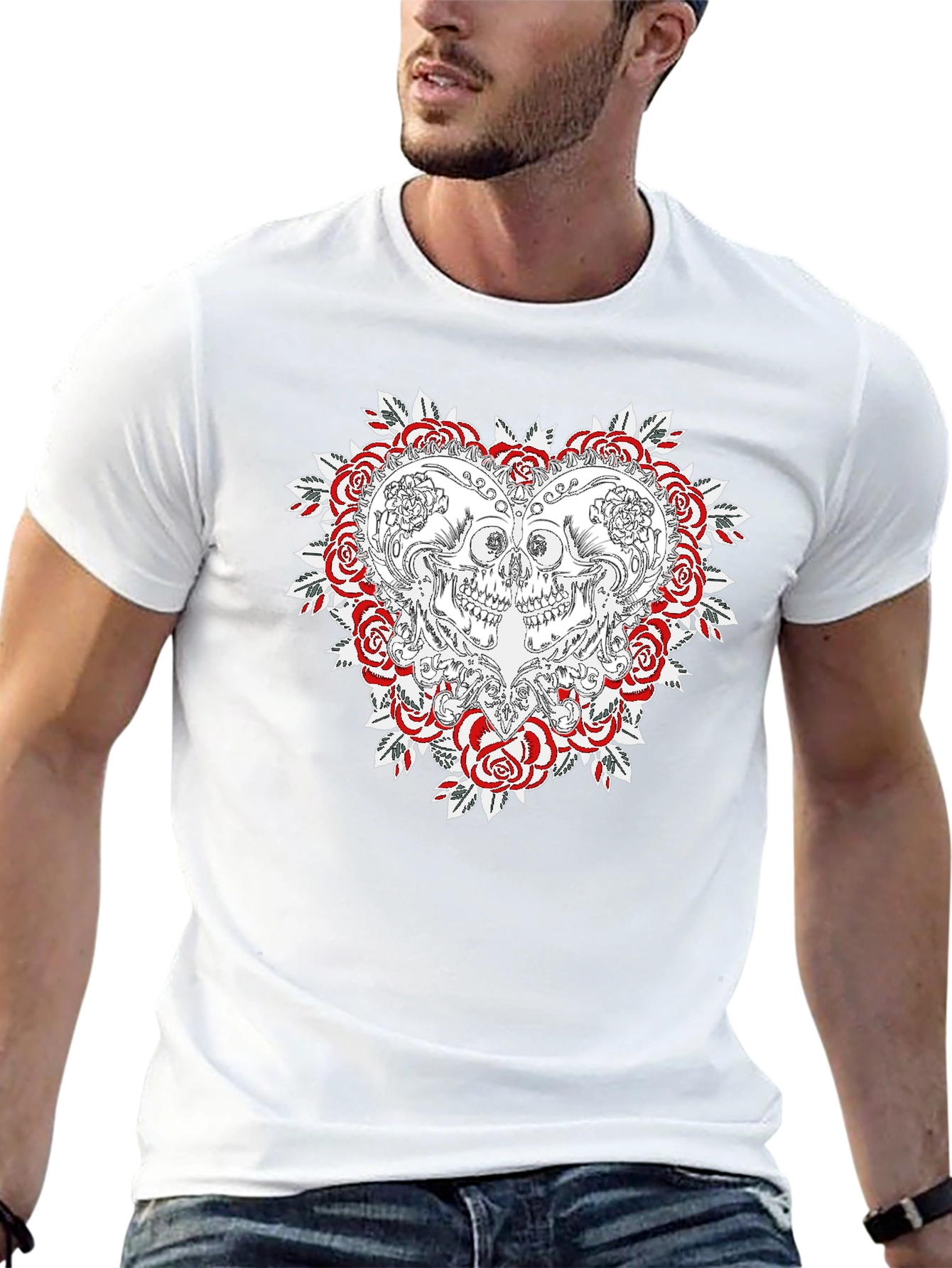 Skull & Roses Graphic T-Shirt - Menswear