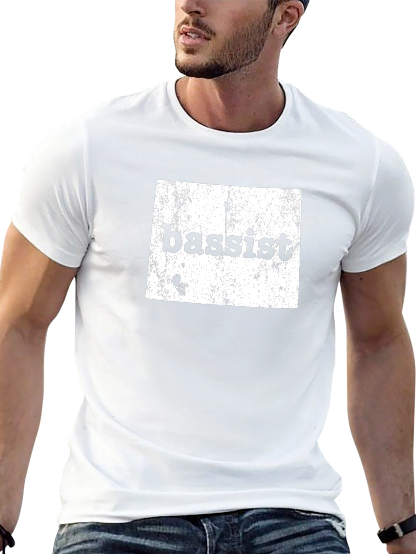 Bassist Distressed Graphic Tee - Black Cotton T-Shirt