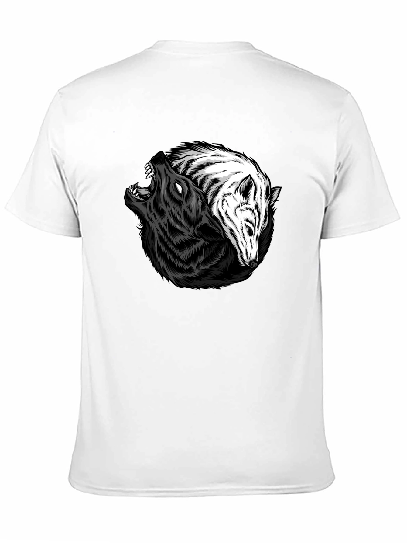 Yin Yang Wolves Graphic Tee - Black